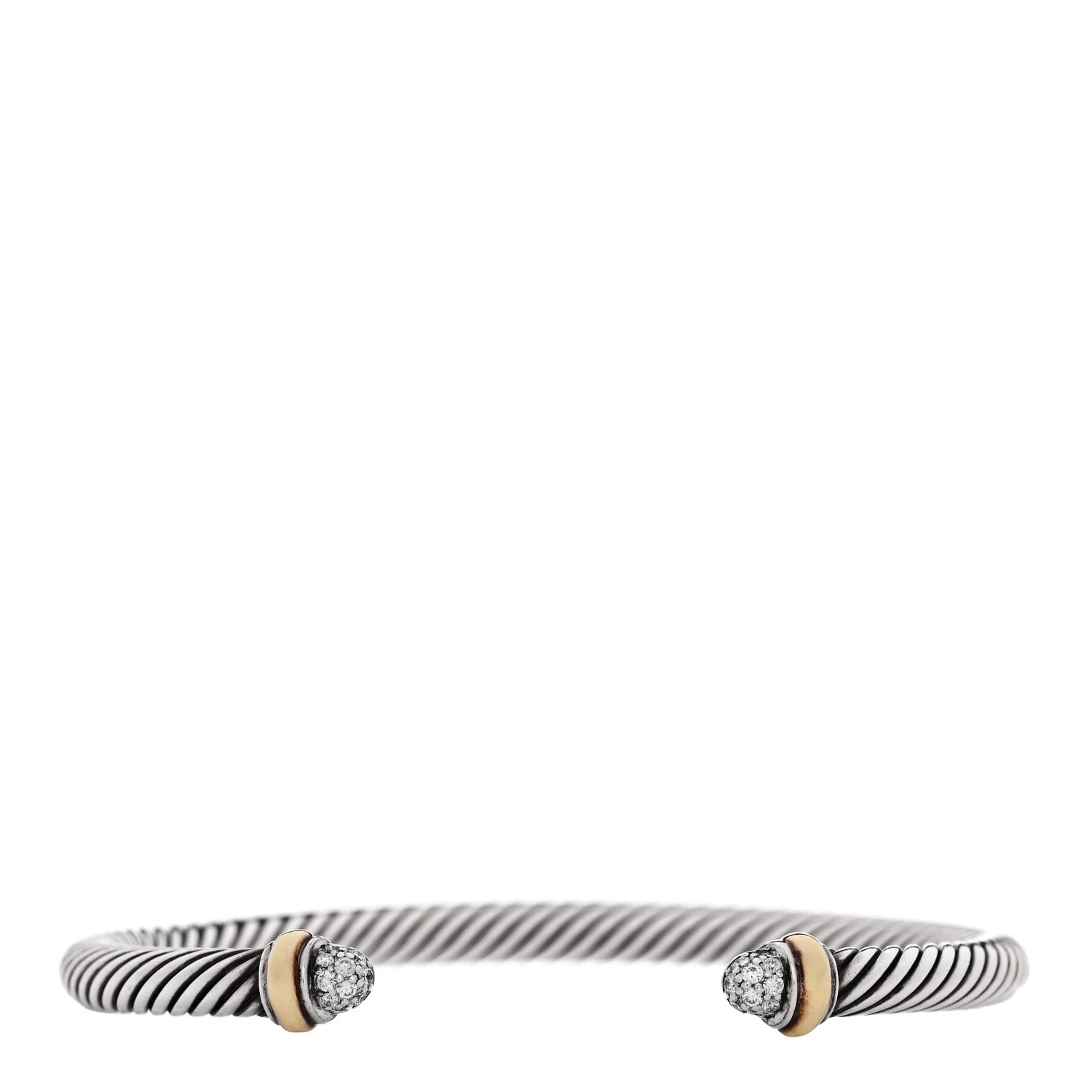 Sterling Silver 18K Yellow Gold Diamond 5mm Cable Classics Bracelet