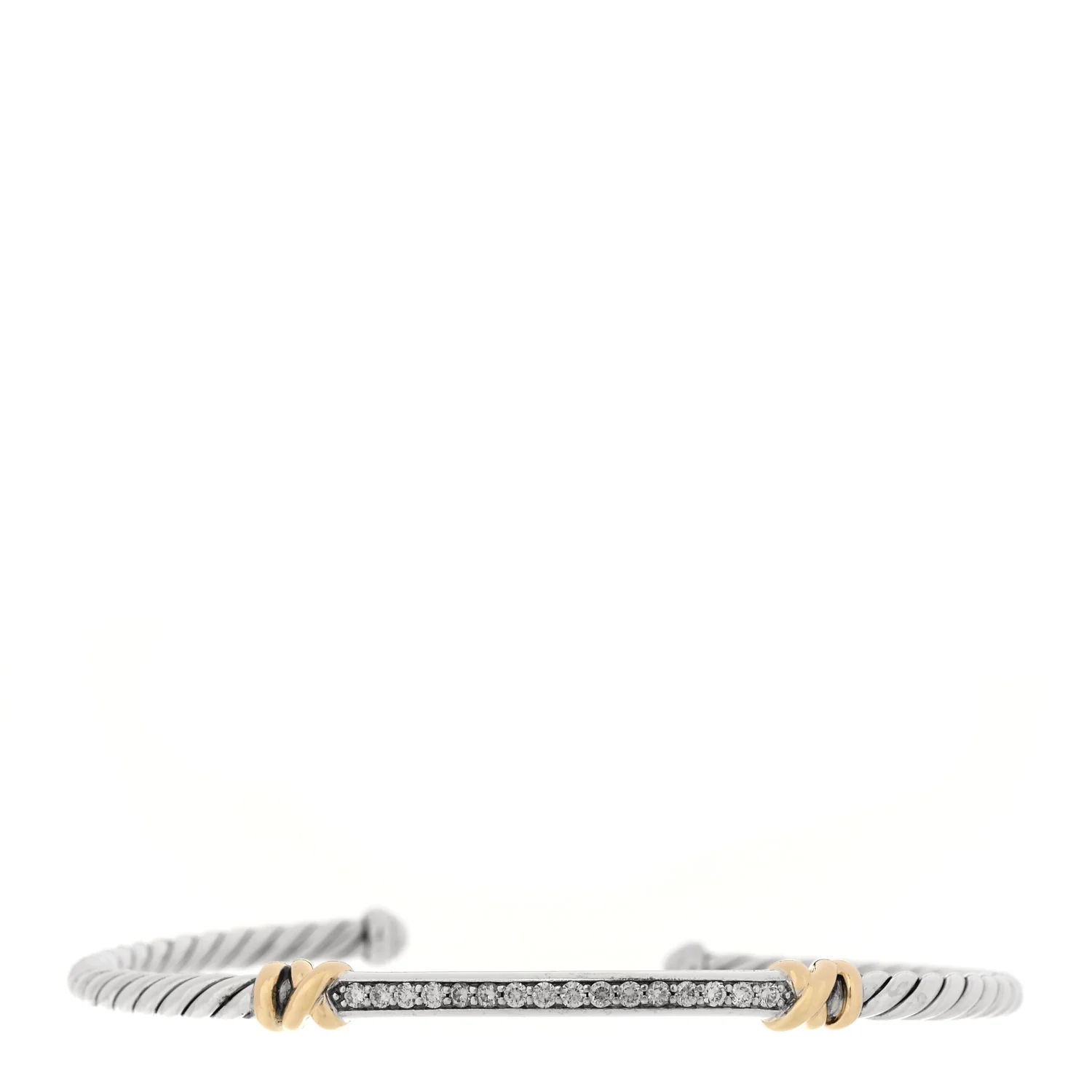 Sterling Silver 18K Yellow Gold Diamond Petite Helena Classic Cable Station Bracelet