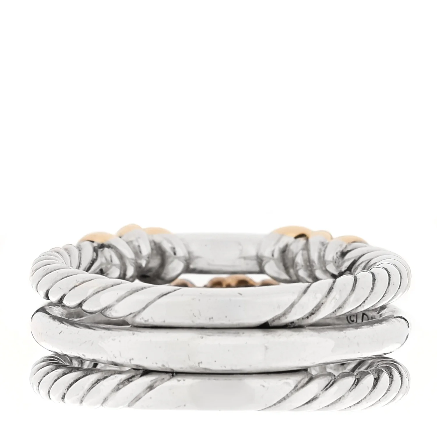 Sterling Silver 18K Yellow Gold Diamond Petite Helena Wrap Three Row Ring 54 7 - Image 3