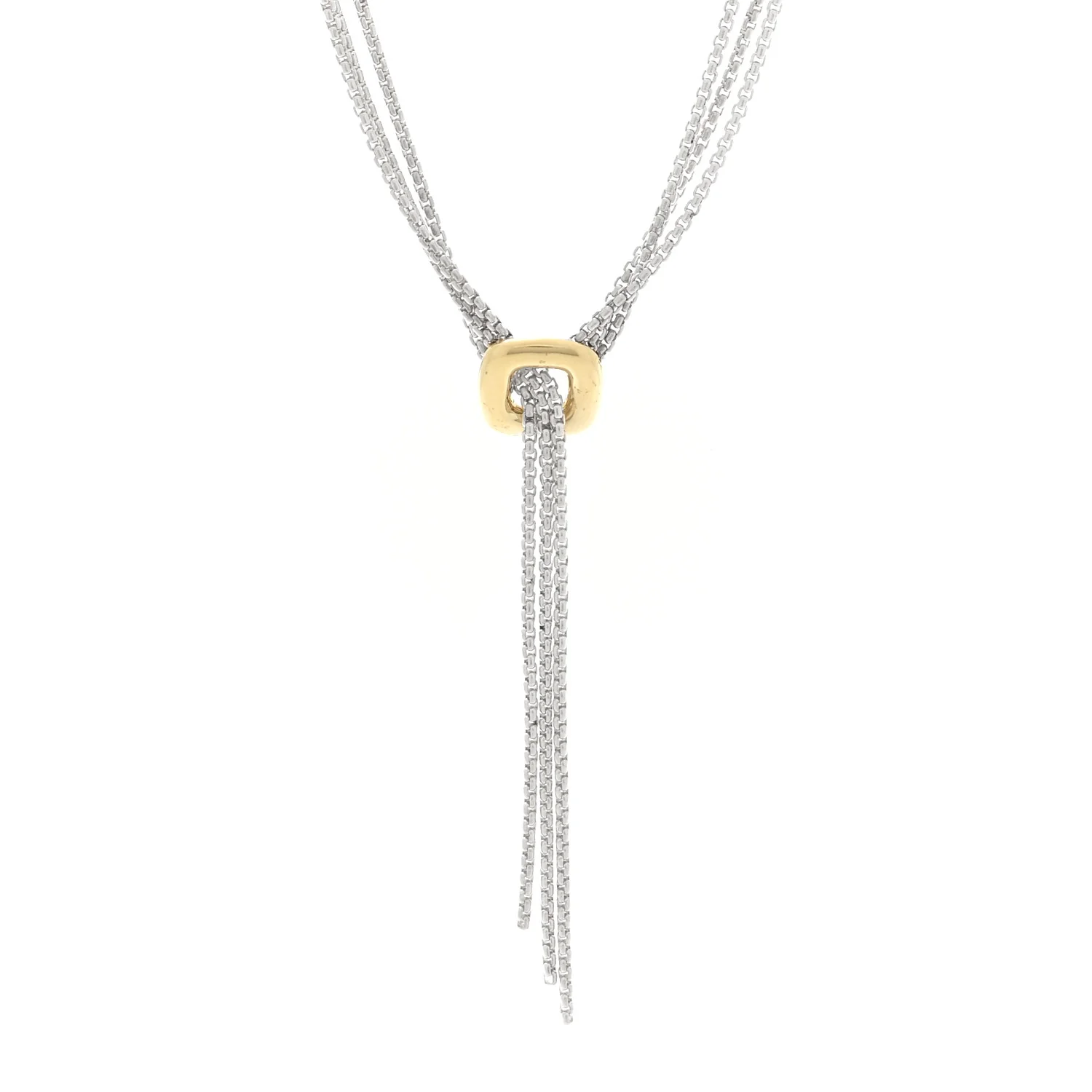 Sterling Silver 18K Yellow Gold Lariat Waterfall Necklace