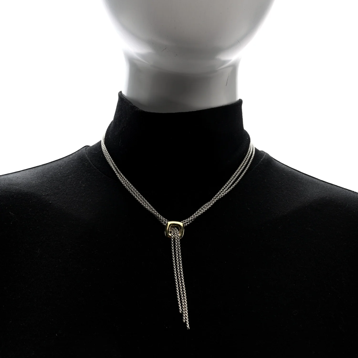 Sterling Silver 18K Yellow Gold Lariat Waterfall Necklace - Image 2