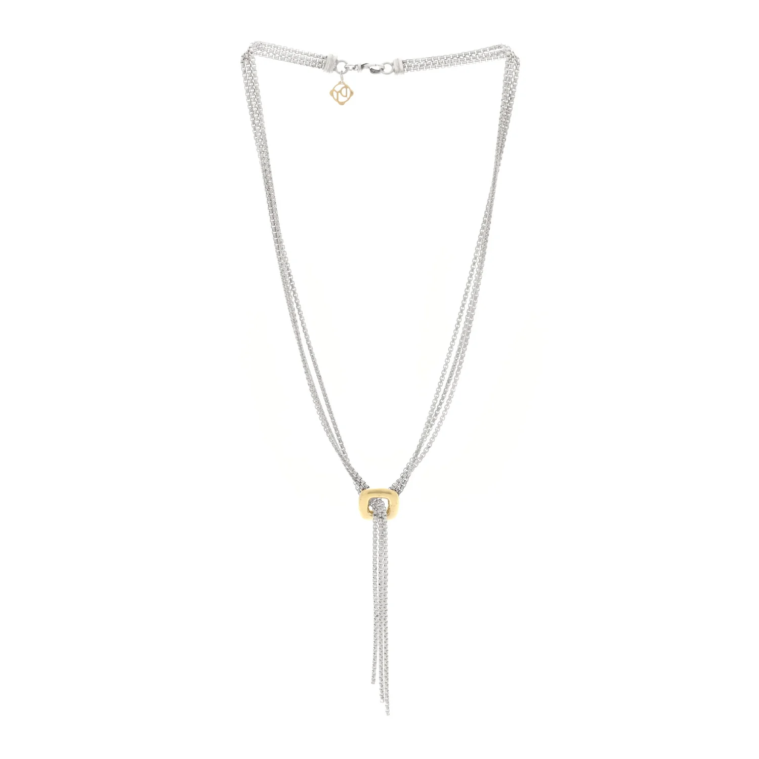 Sterling Silver 18K Yellow Gold Lariat Waterfall Necklace - Image 3