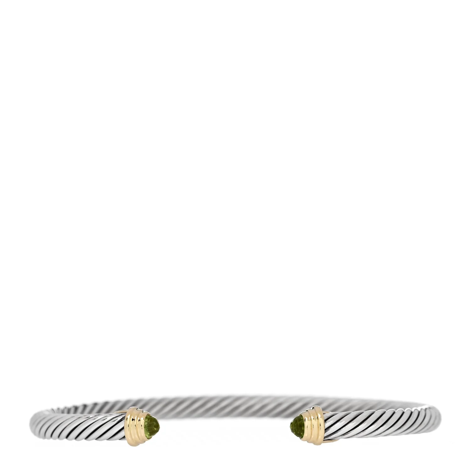 Sterling Silver 18K Yellow Gold Peridot 4mm Cable Kids Birthstone Bracelet