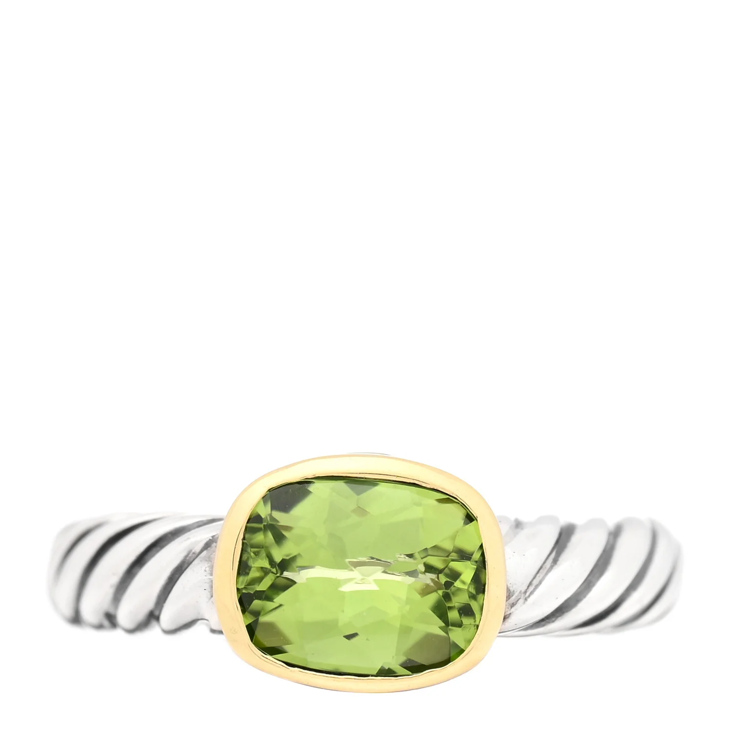 Sterling Silver 18K Yellow Gold Peridot Noblesse Ring 51 5.75