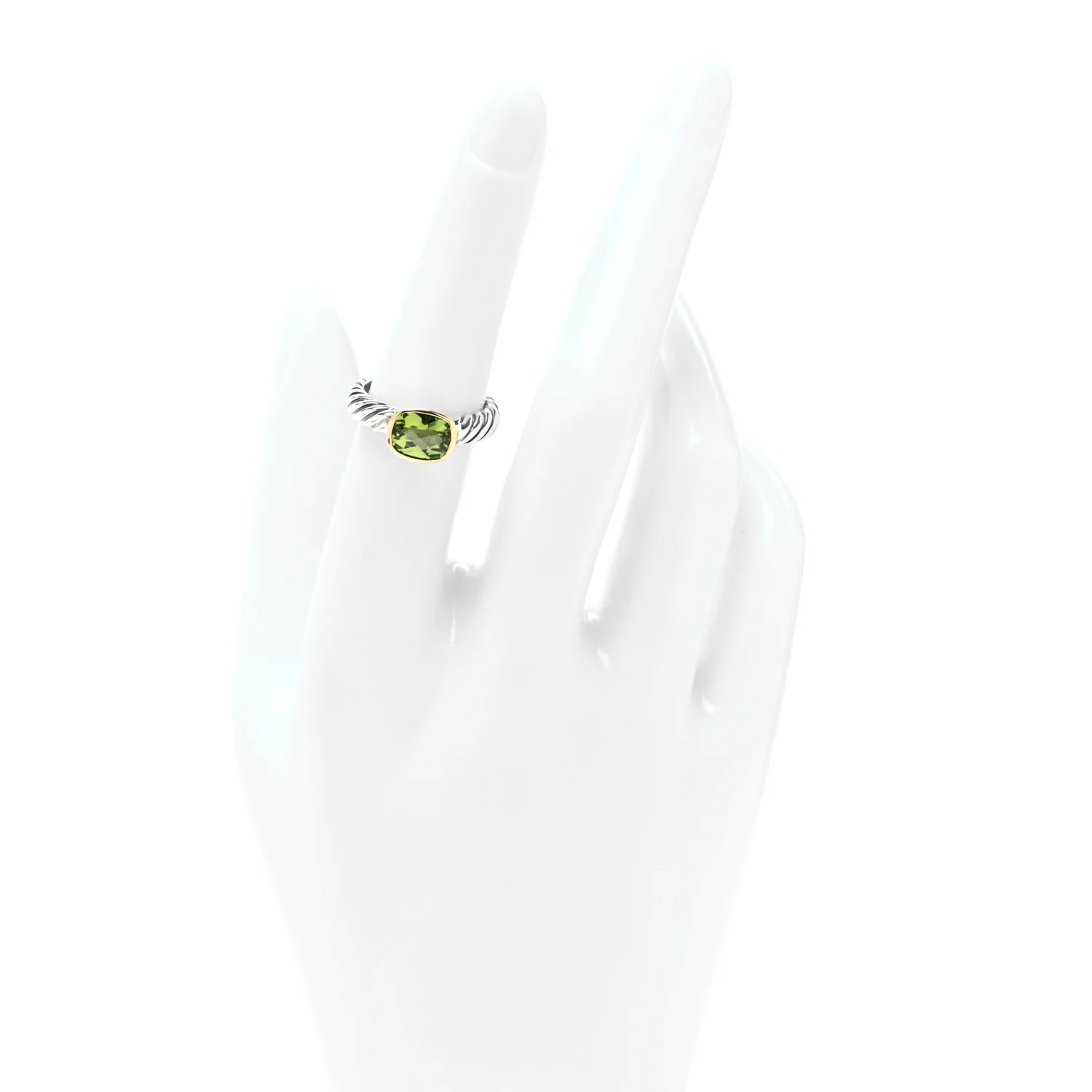 Sterling Silver 18K Yellow Gold Peridot Noblesse Ring 51 5.75 - Image 2