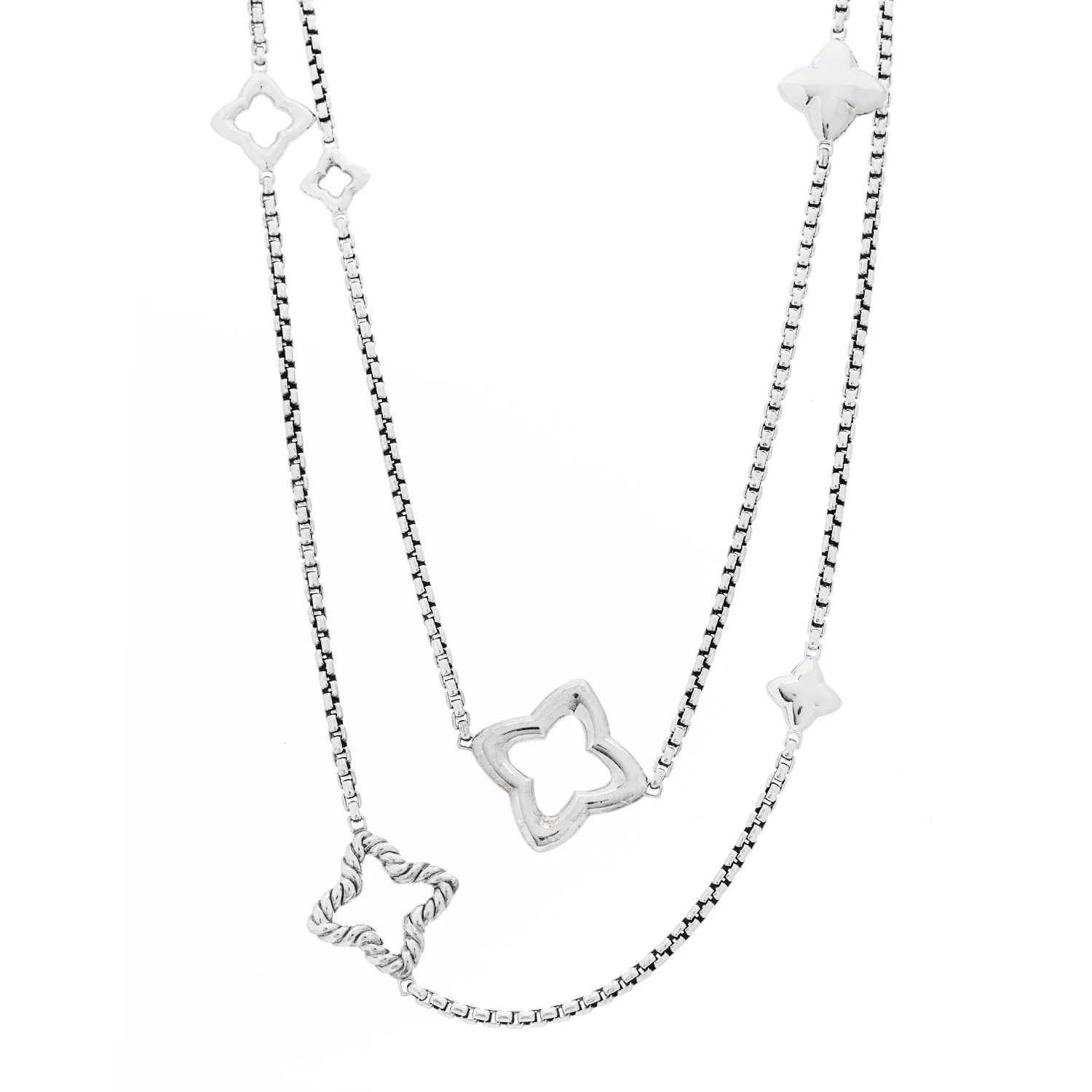 Sterling Silver 25mm Quatrefoil Chain Necklace