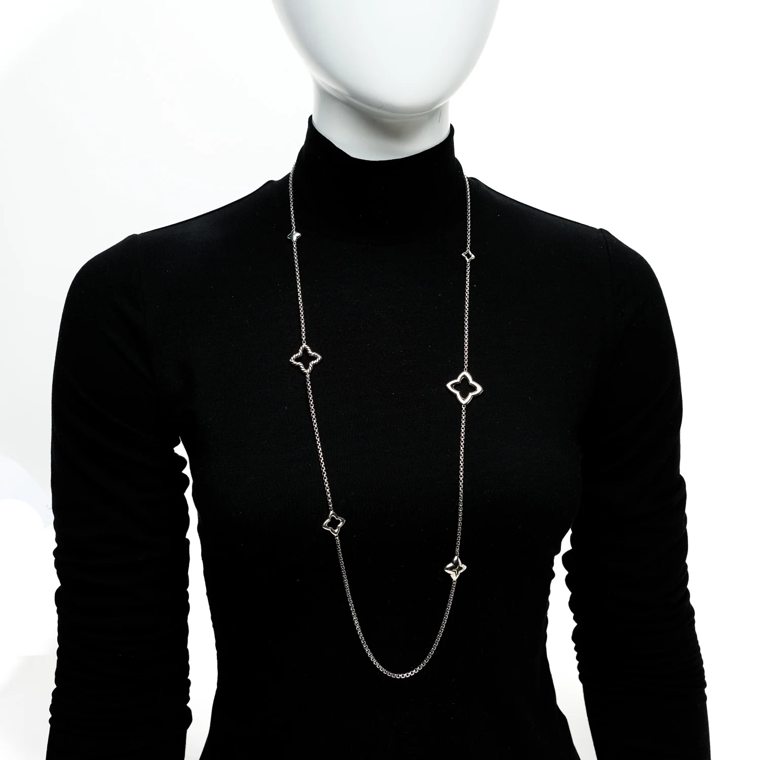 Sterling Silver 25mm Quatrefoil Chain Necklace - Image 2