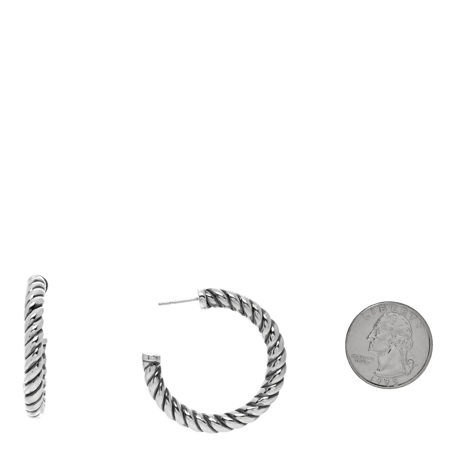 Sterling Silver 40mm Sculpted Cable Hoop Earrings - Image 2