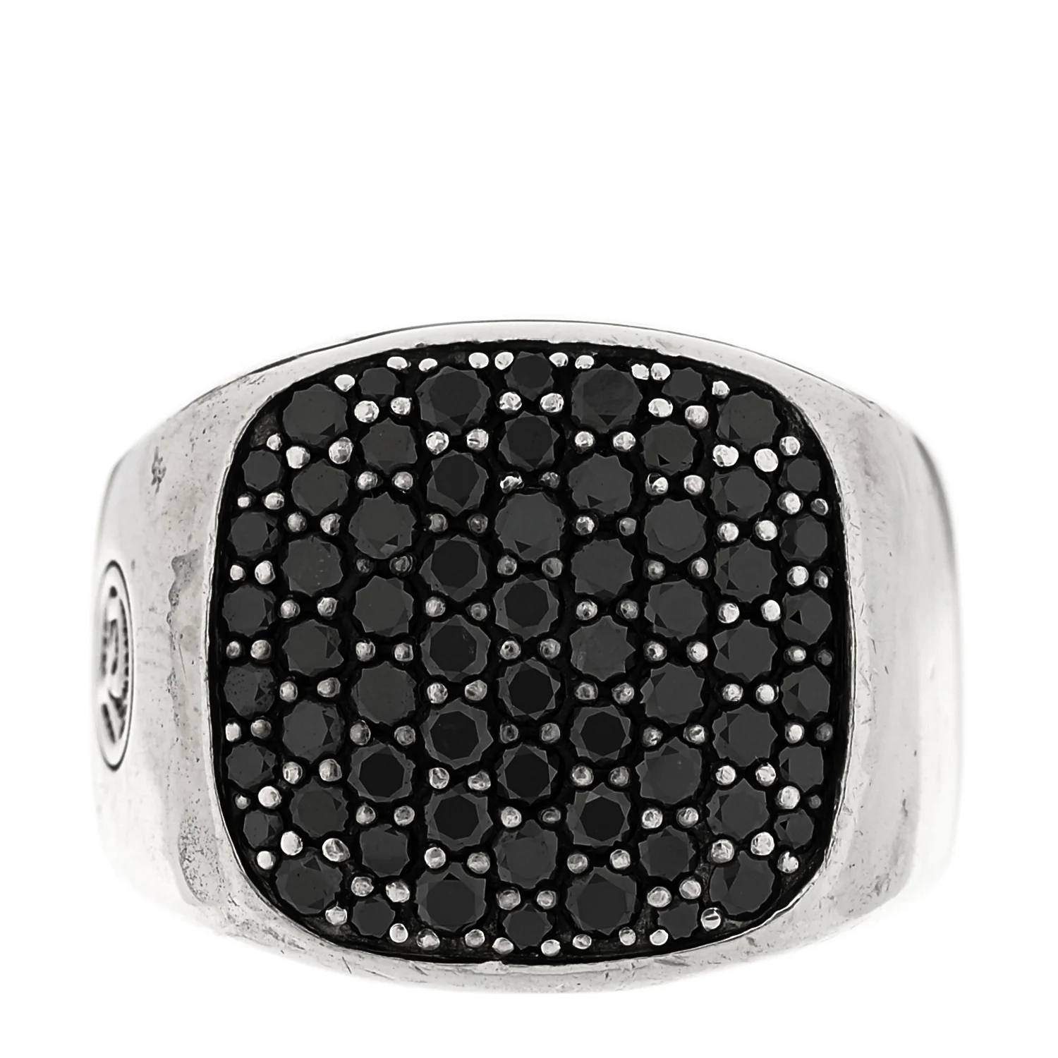 Sterling Silver Black Diamond Streamline Signet Ring 61 9.5