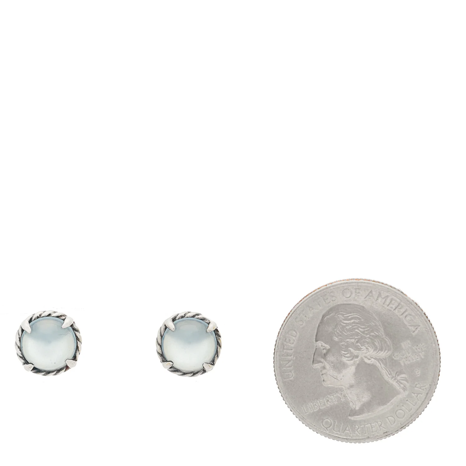 Sterling Silver Blue Chalcedony 8mm Chatelaine Earrings - Image 2