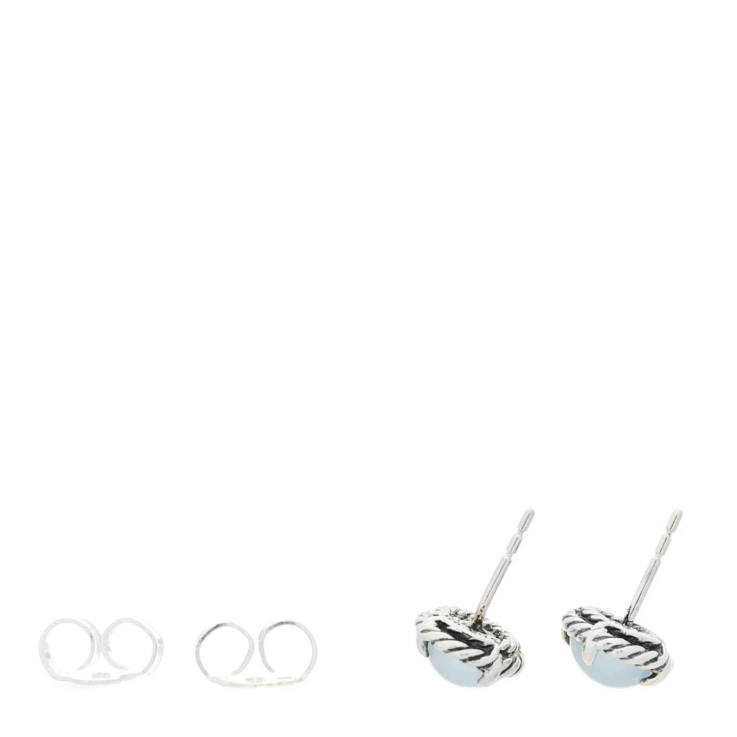 Sterling Silver Blue Chalcedony 8mm Chatelaine Earrings - Image 3