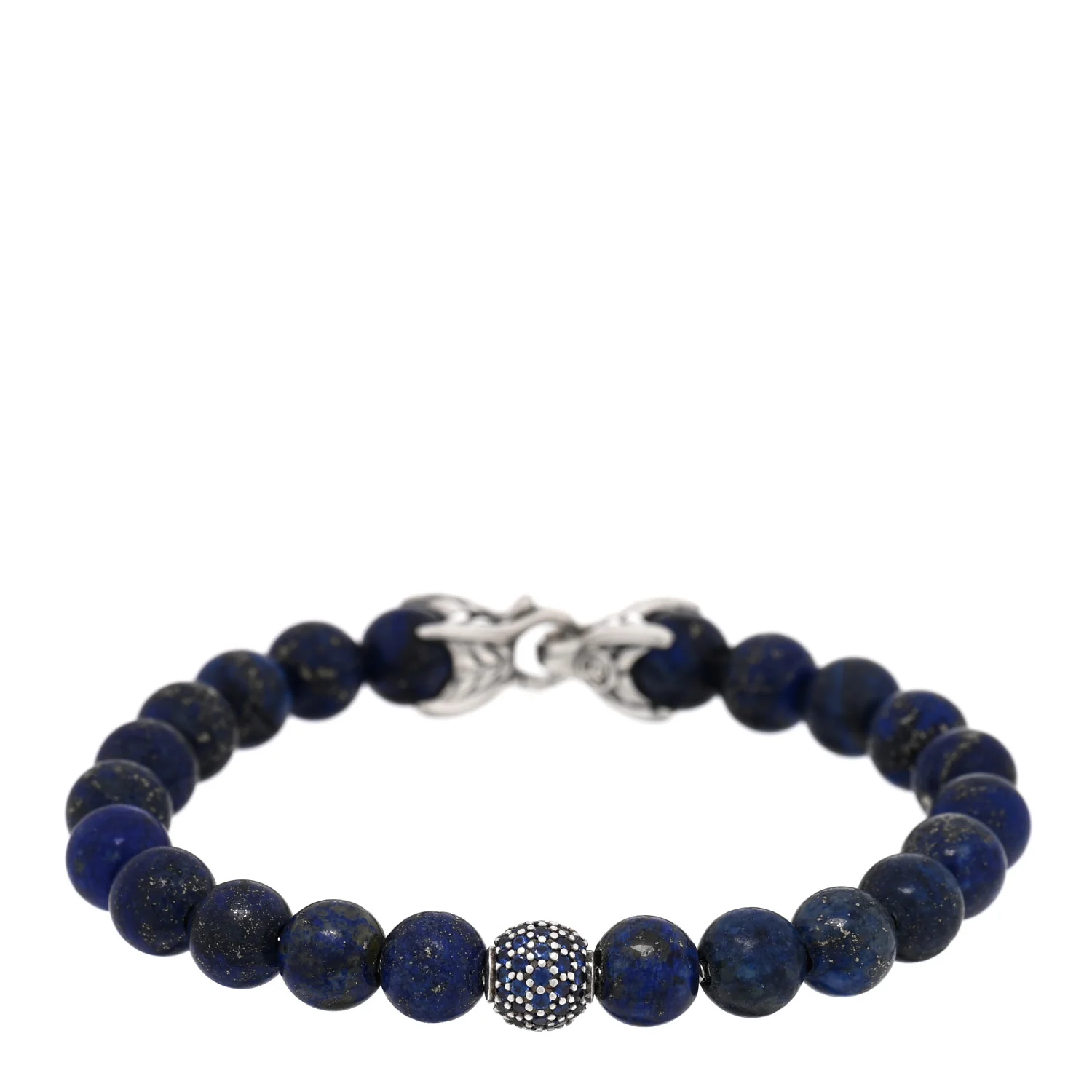 Sterling Silver Blue Sapphire Lapis Lazuli 8mm Spiritual Beads Bracelet