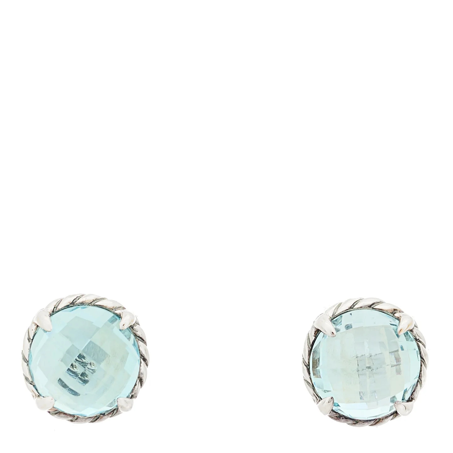 Sterling Silver Blue Topaz 8mm Chatelaine Earrings