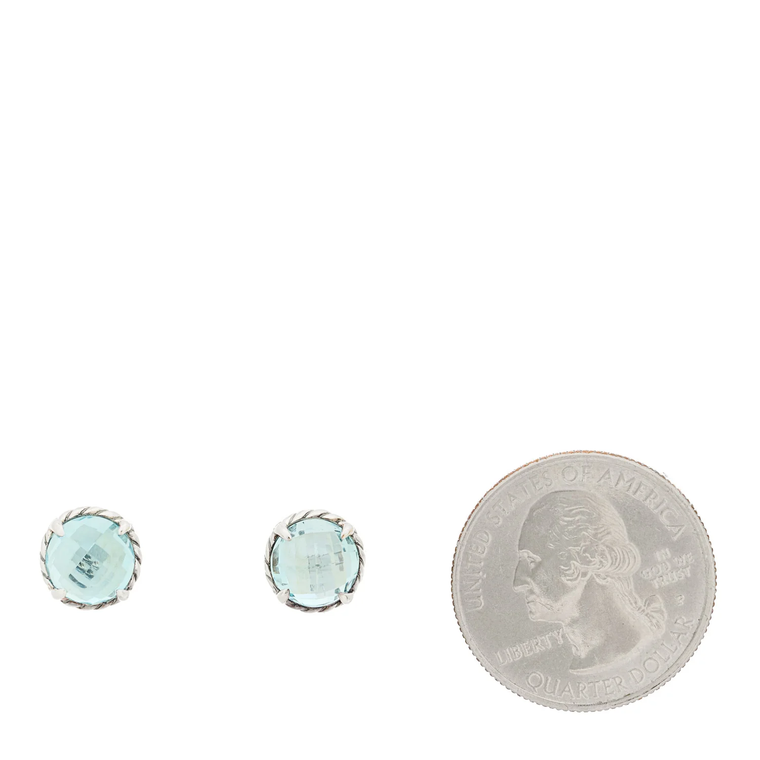 Sterling Silver Blue Topaz 8mm Chatelaine Earrings - Image 2