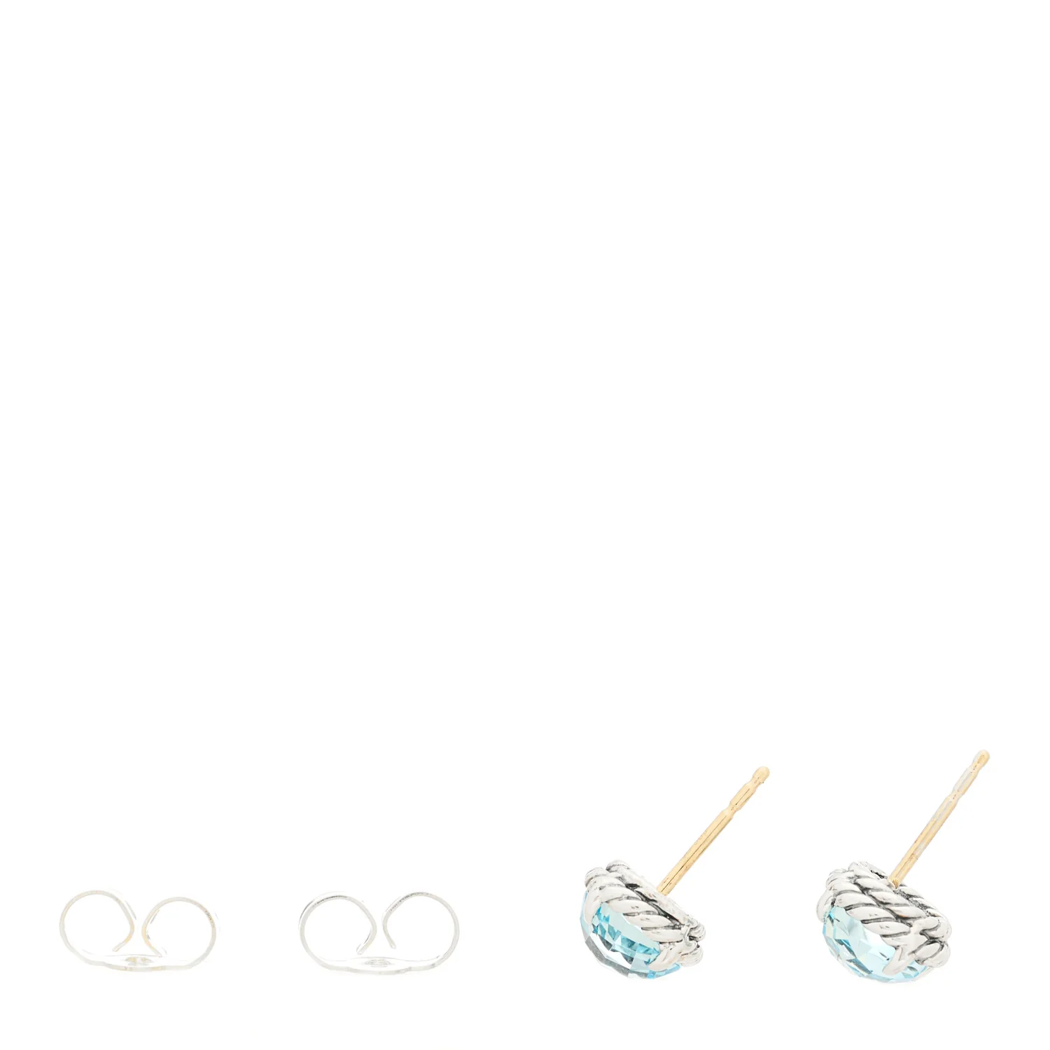 Sterling Silver Blue Topaz 8mm Chatelaine Earrings - Image 3