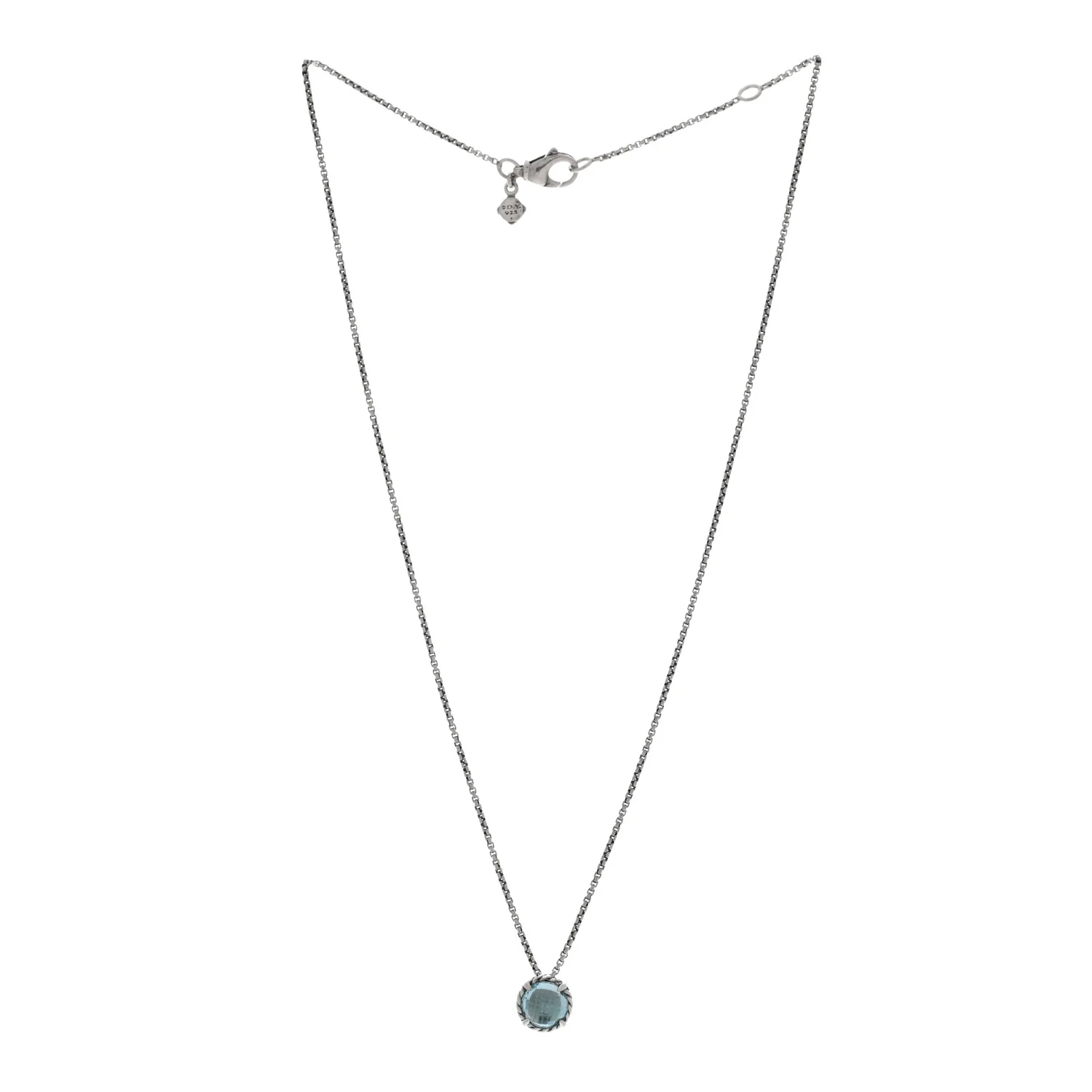 Sterling Silver Blue Topaz 8mm Chatelaine Pendant Necklace - Image 2
