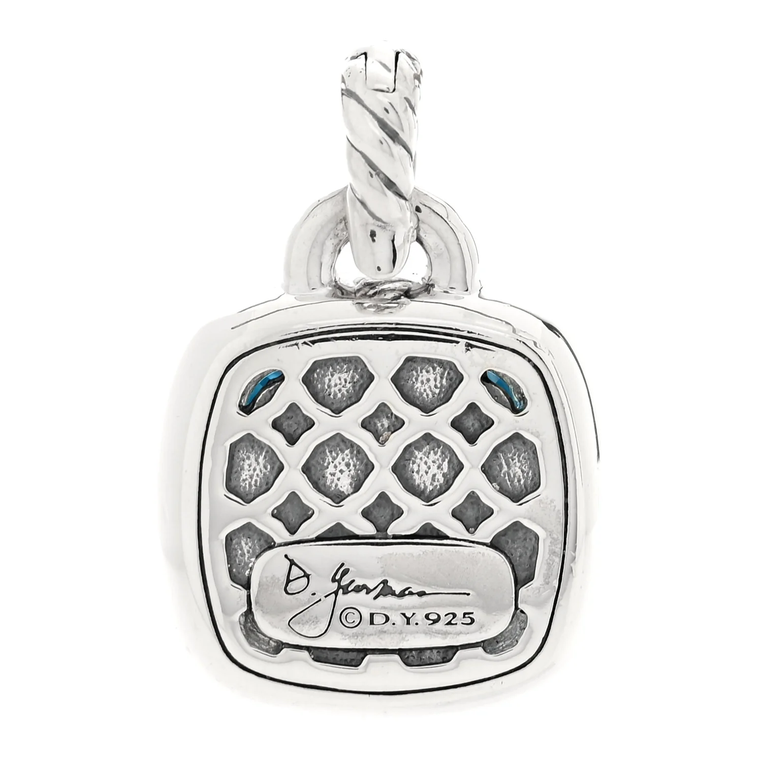 Sterling Silver Blue Topaz Diamond 14mm Albion Enhancer Pendant - Image 2
