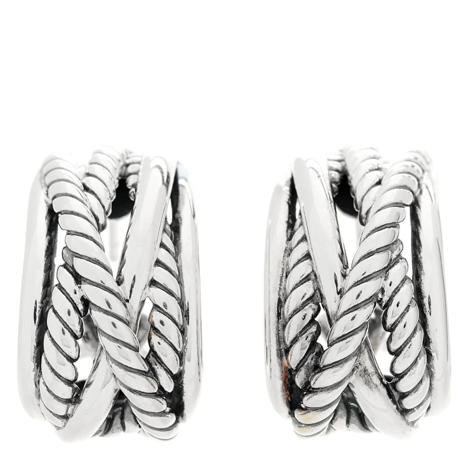 Sterling Silver Crossover Shrimp Earrings