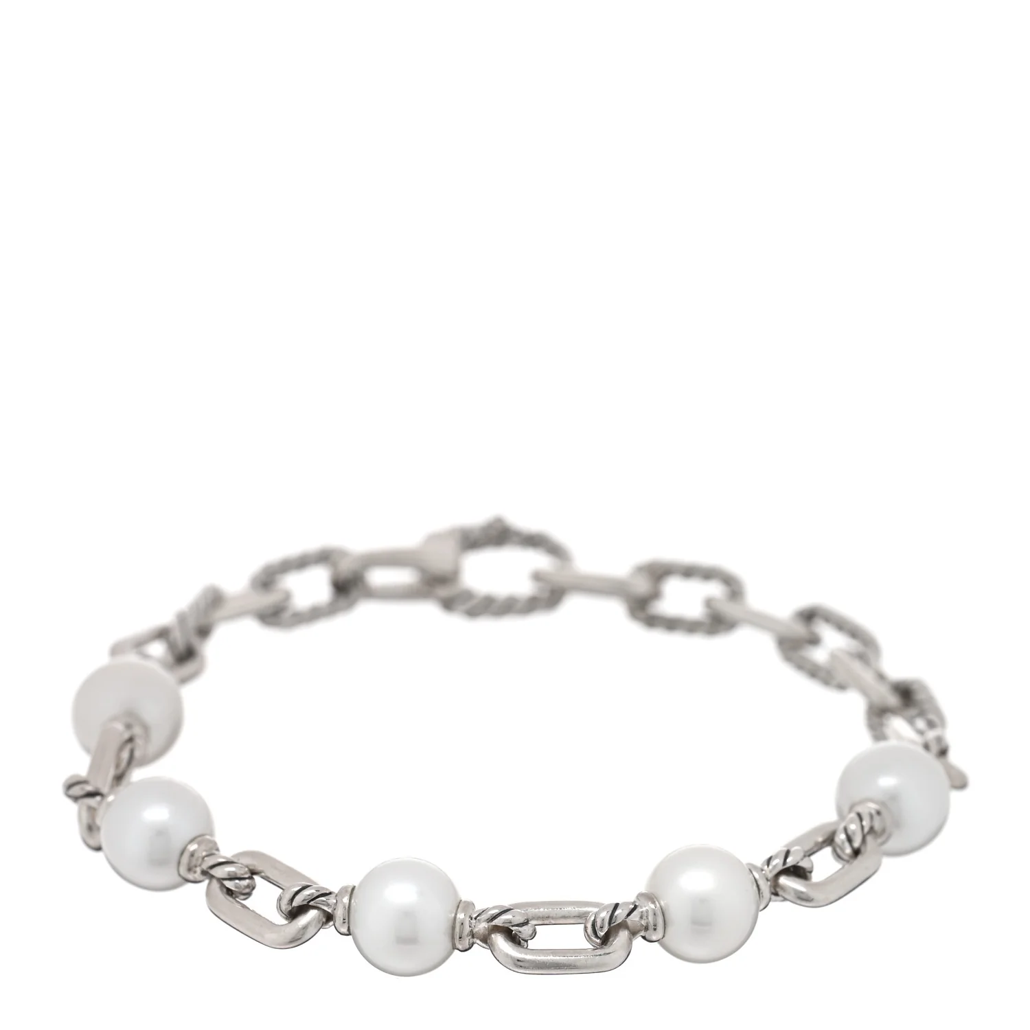 Sterling Silver Cultured Pearl 6mm Madison Chain Bracelet