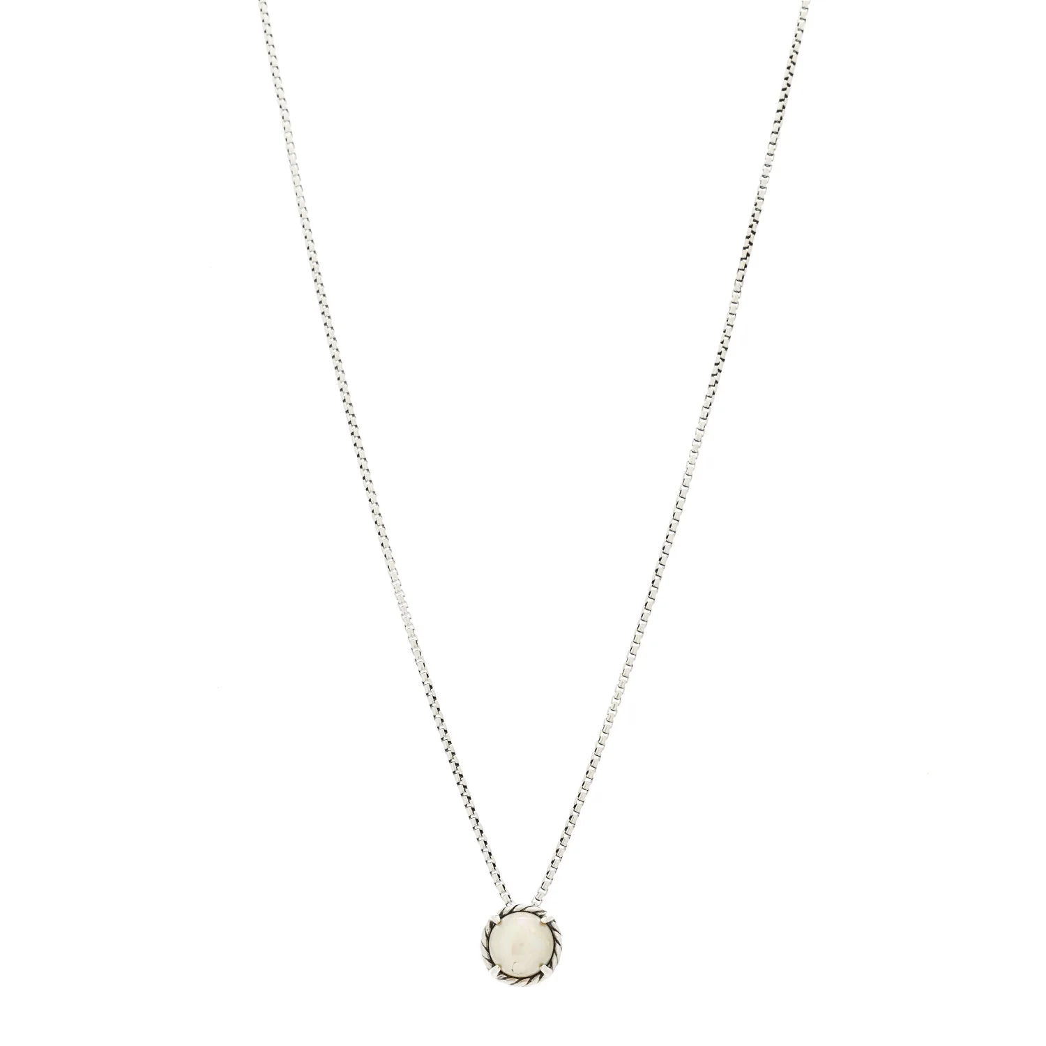 Sterling Silver Cultured Pearl 8mm Petite Chatelaine Pendant Necklace