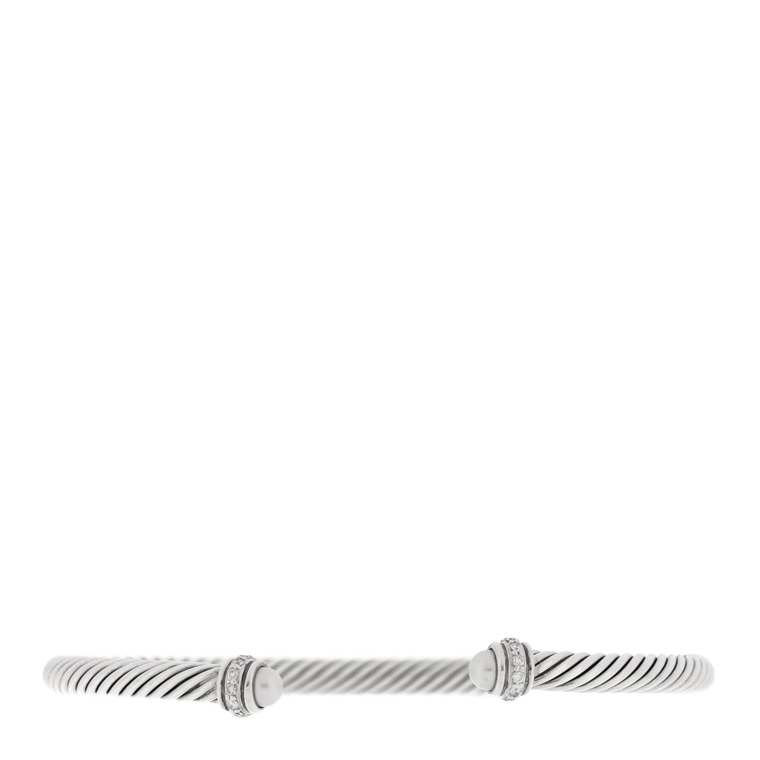Sterling Silver Cultured Pearl Diamond 4mm Cable Classics Bracelet