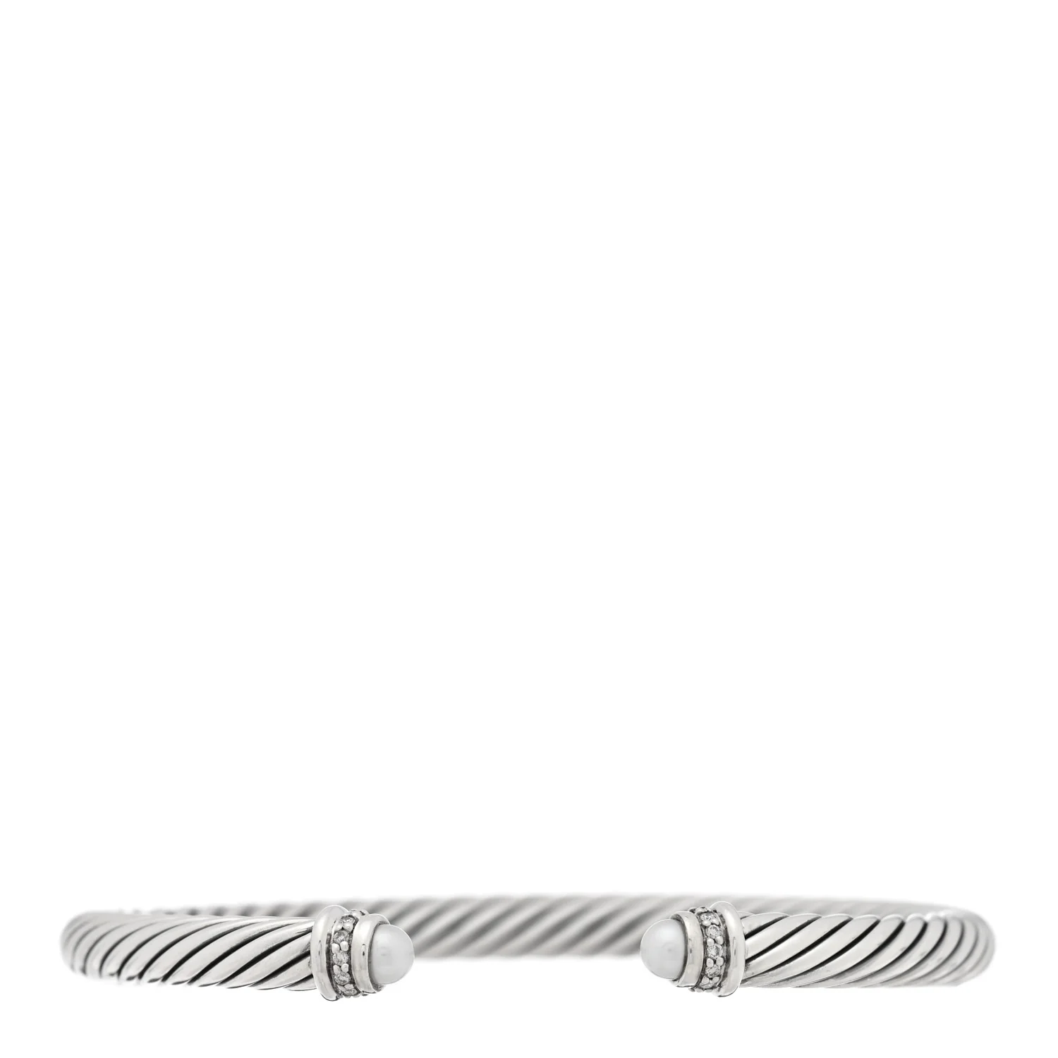 Sterling Silver Cultured Pearl Diamond 5mm Cable Classics Bracelet