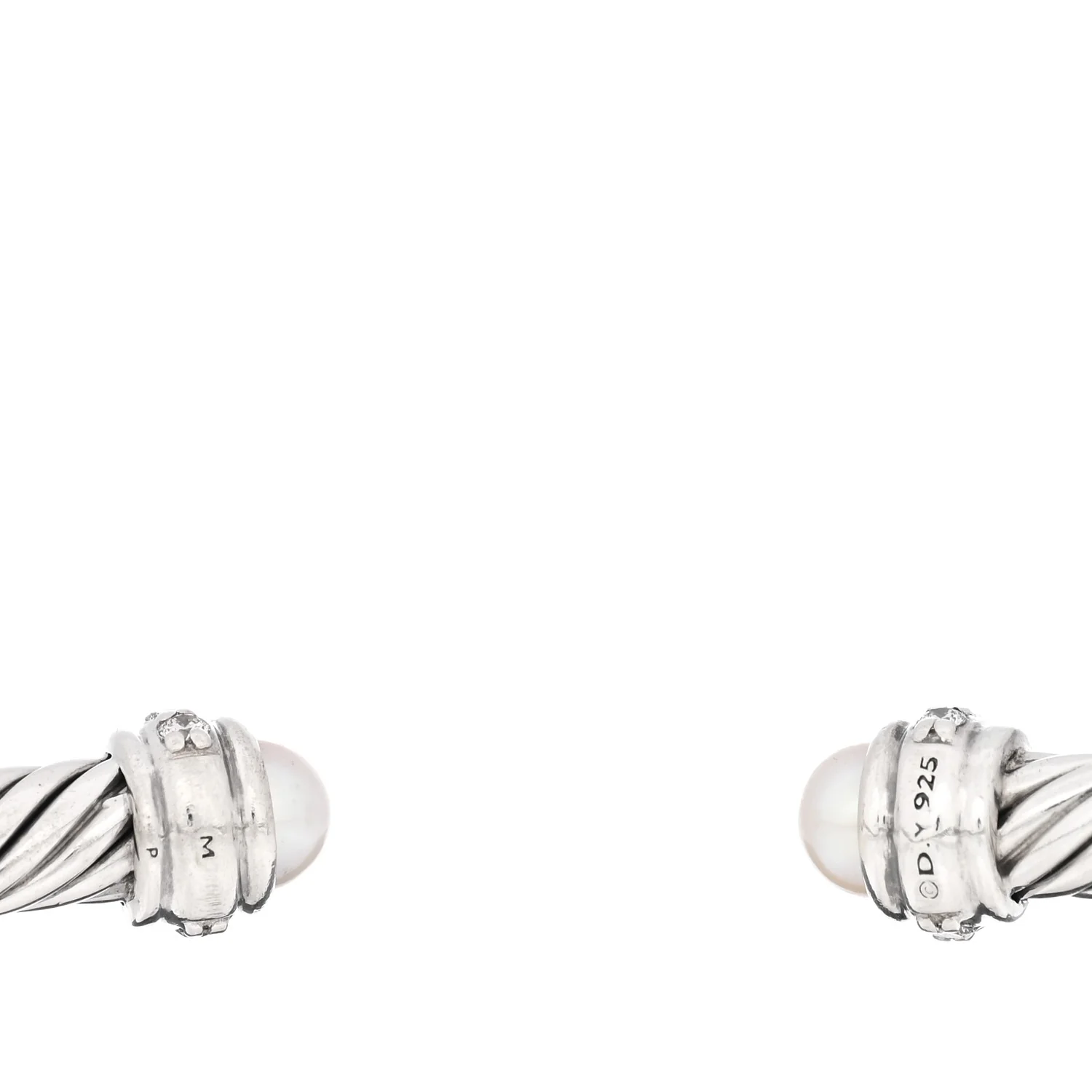 Sterling Silver Cultured Pearl Diamond 5mm Cable Classics Bracelet - Image 3