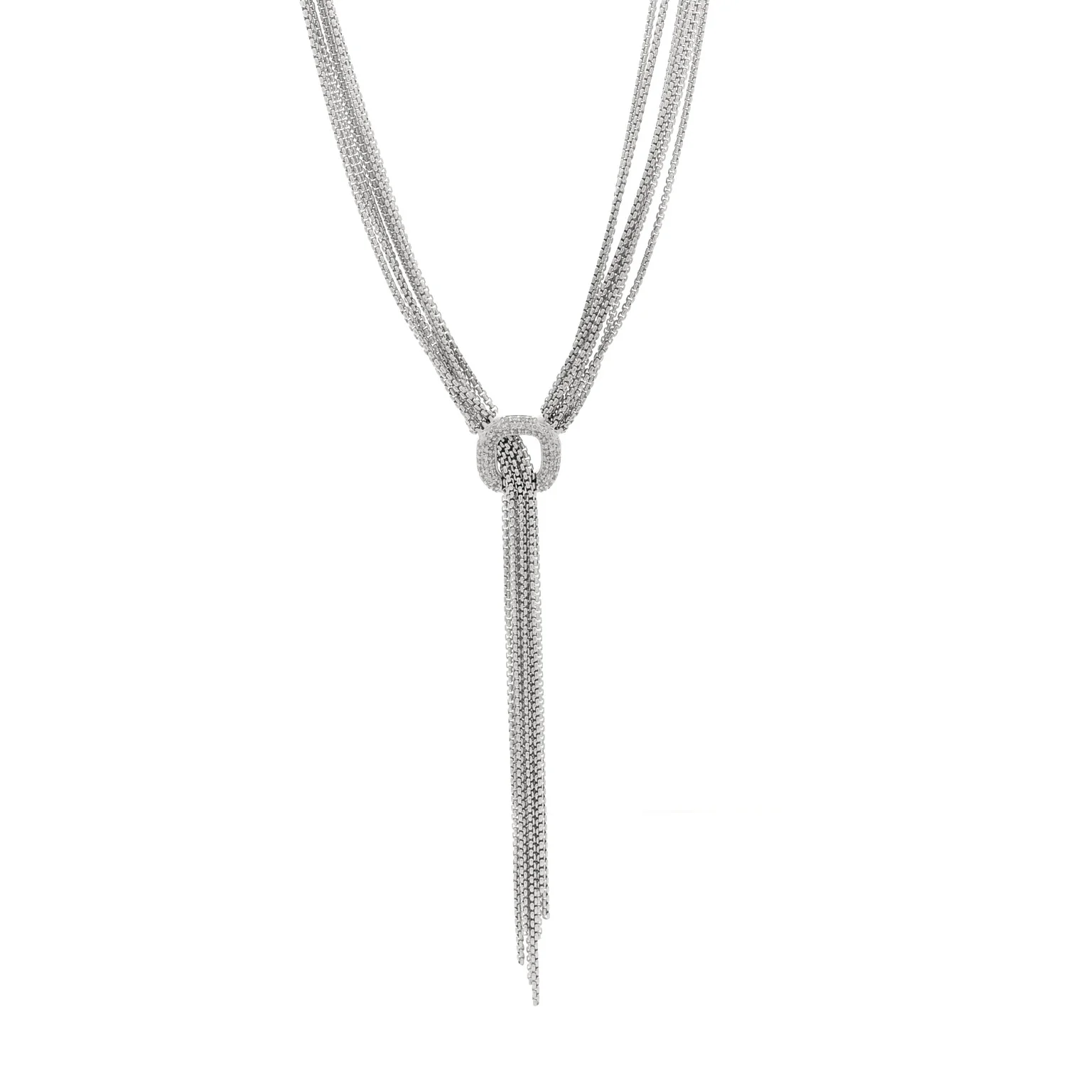Sterling Silver Diamond 14mm Waterfall Lariat Necklace