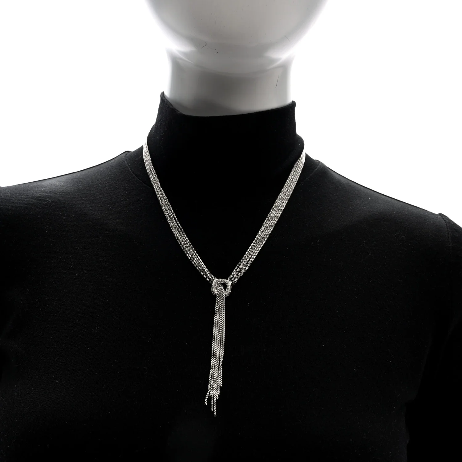 Sterling Silver Diamond 14mm Waterfall Lariat Necklace - Image 2
