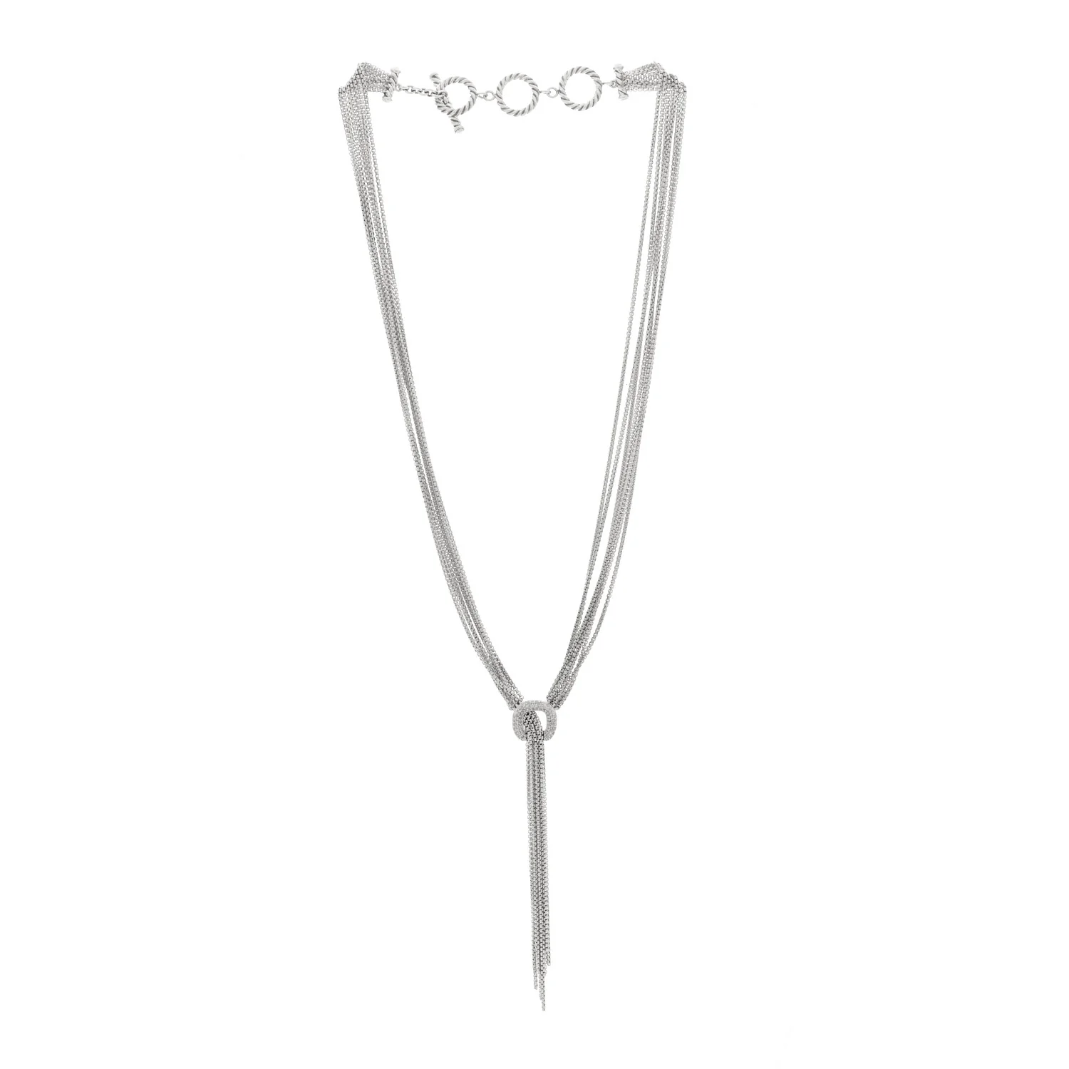 Sterling Silver Diamond 14mm Waterfall Lariat Necklace - Image 3