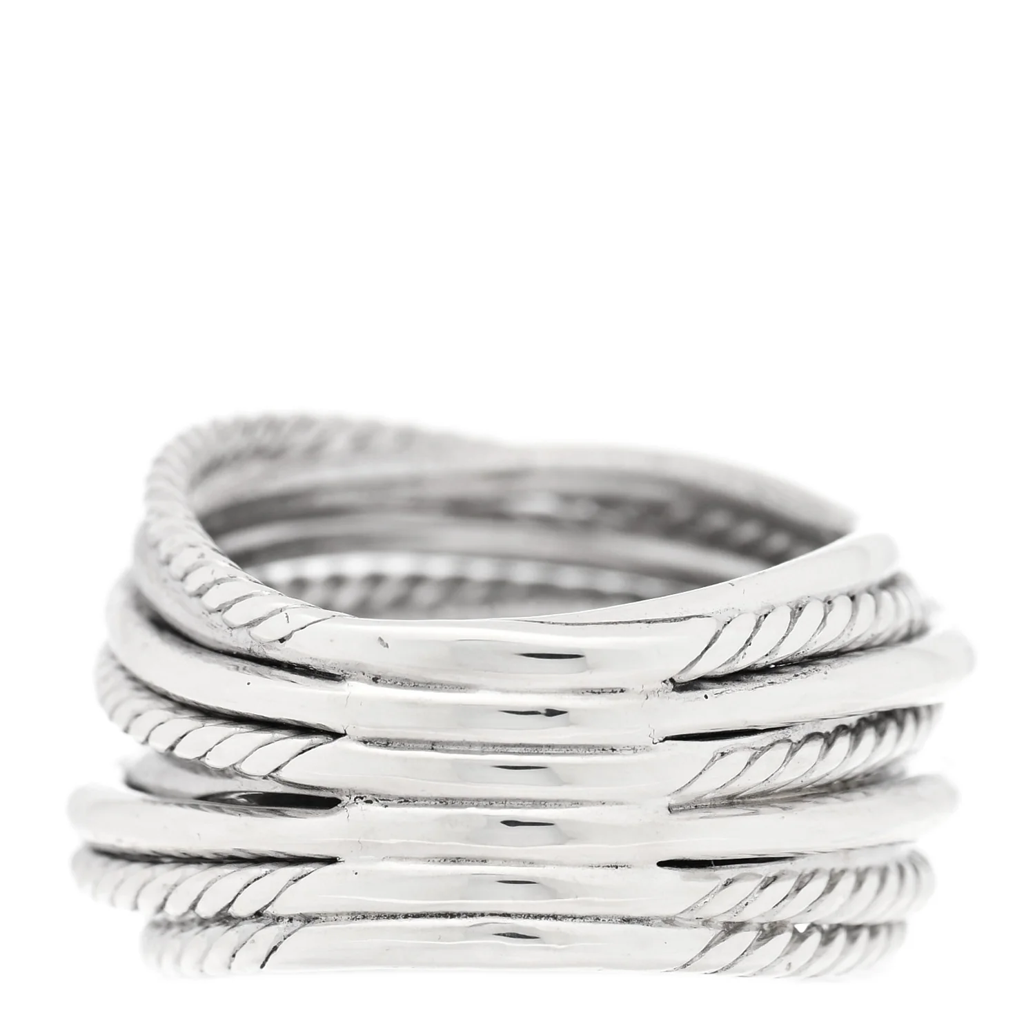 Sterling Silver Diamond 17.8mm Crossover Cable Ring 54 6.75 - Image 3