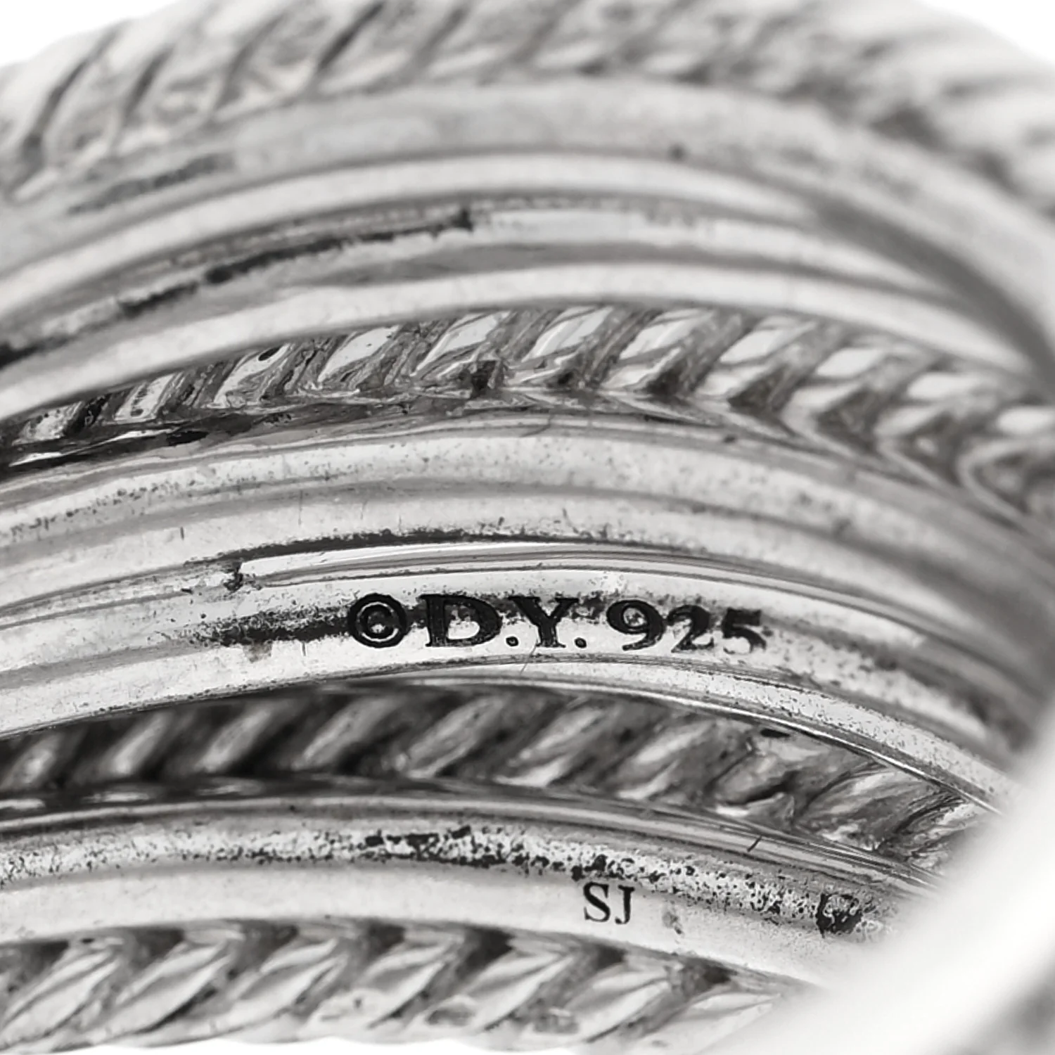 Sterling Silver Diamond 17.8mm Crossover Cable Ring 54 6.75 - Image 4