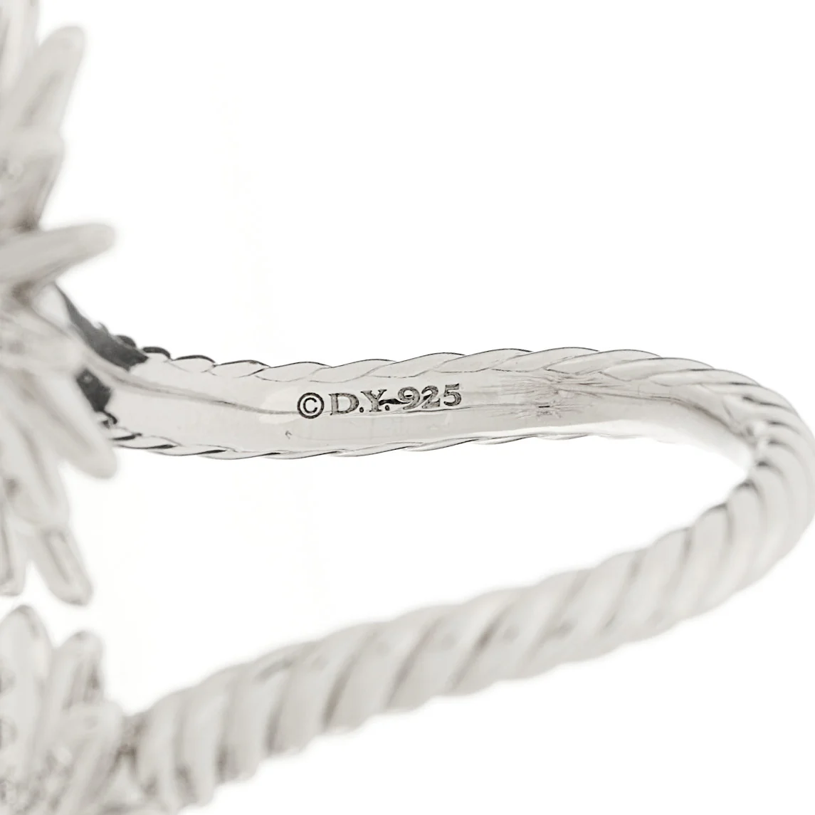 Sterling Silver Diamond 28mm Open Starburst Ring 54 6.75 - Image 5