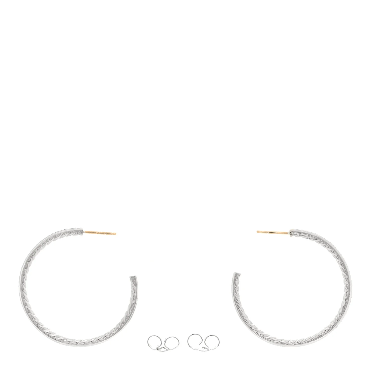 Sterling Silver Diamond 38mm Pave Hoop Earrings - Image 3
