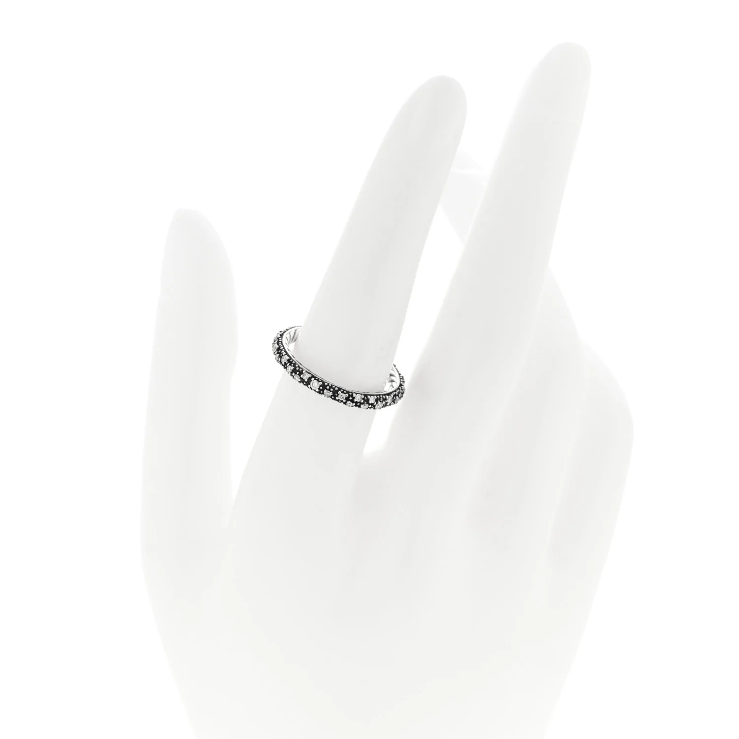 Sterling Silver Diamond 3mm Midnight Melange Band Ring 54 6.75 - Image 2