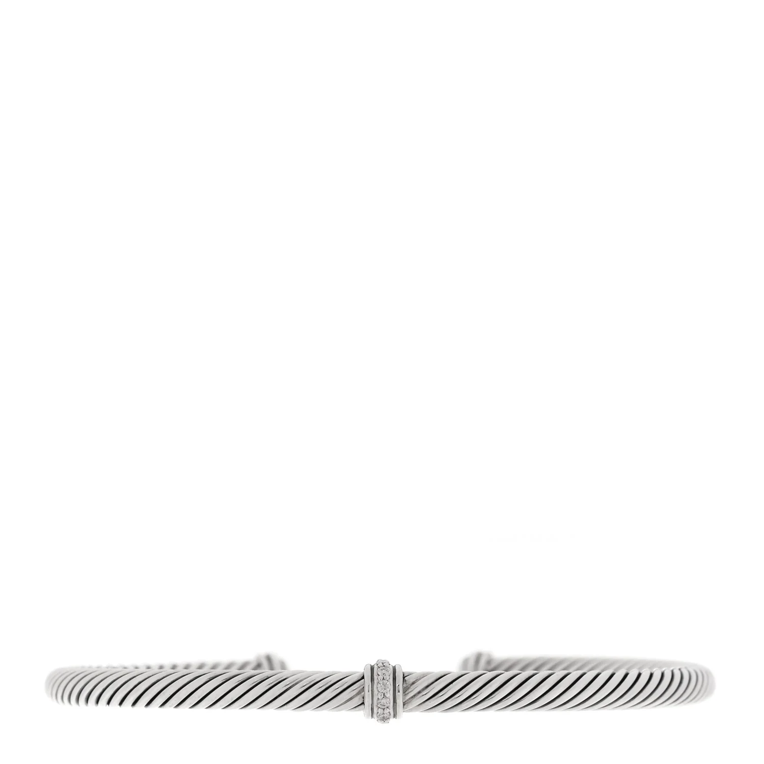 Sterling Silver Diamond 4mm Cable Classics Single Station Bracelet - Image 2