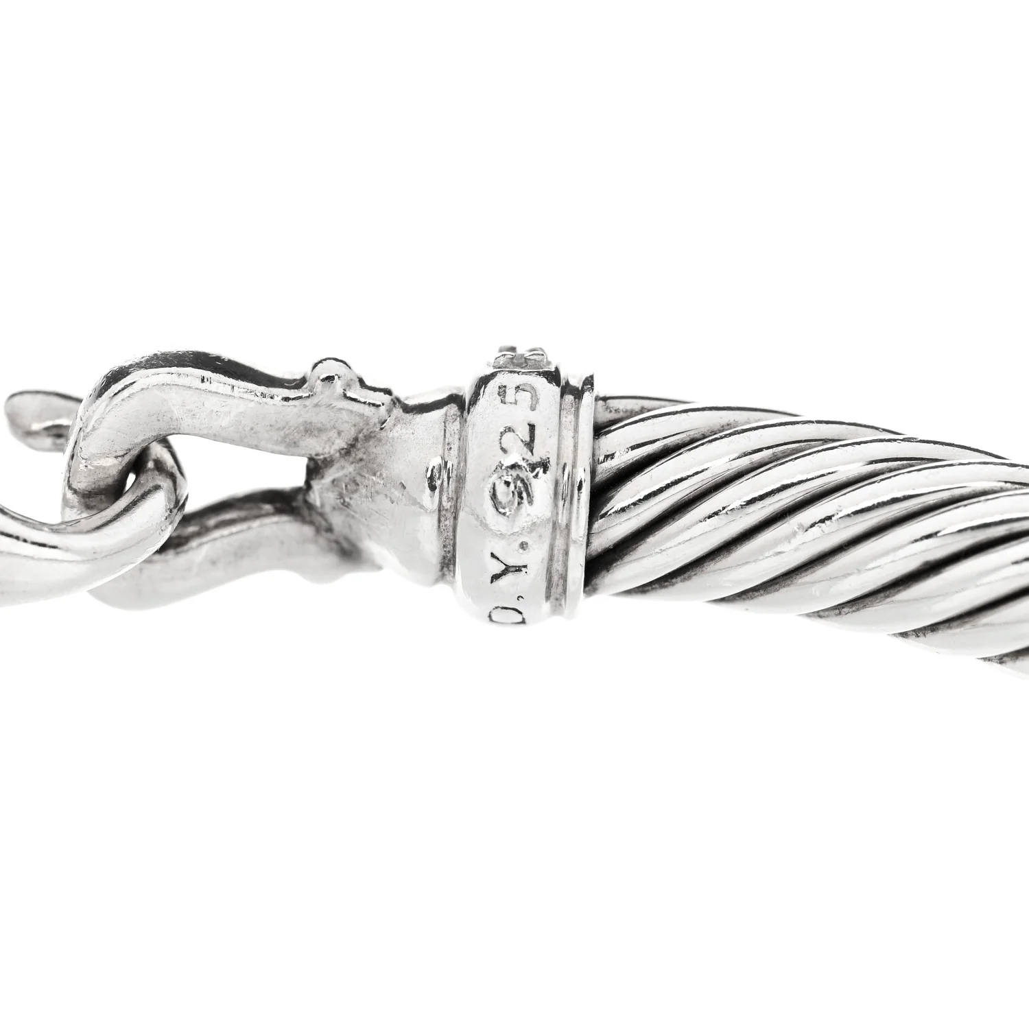 Sterling Silver Diamond 5mm Cable Buckle Bracelet - Image 3