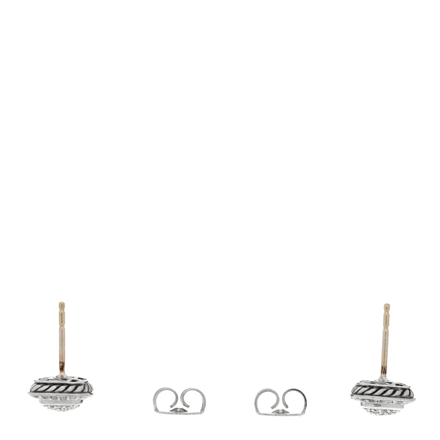 Sterling Silver Diamond 5mm Pave Albion Earrings - Image 3