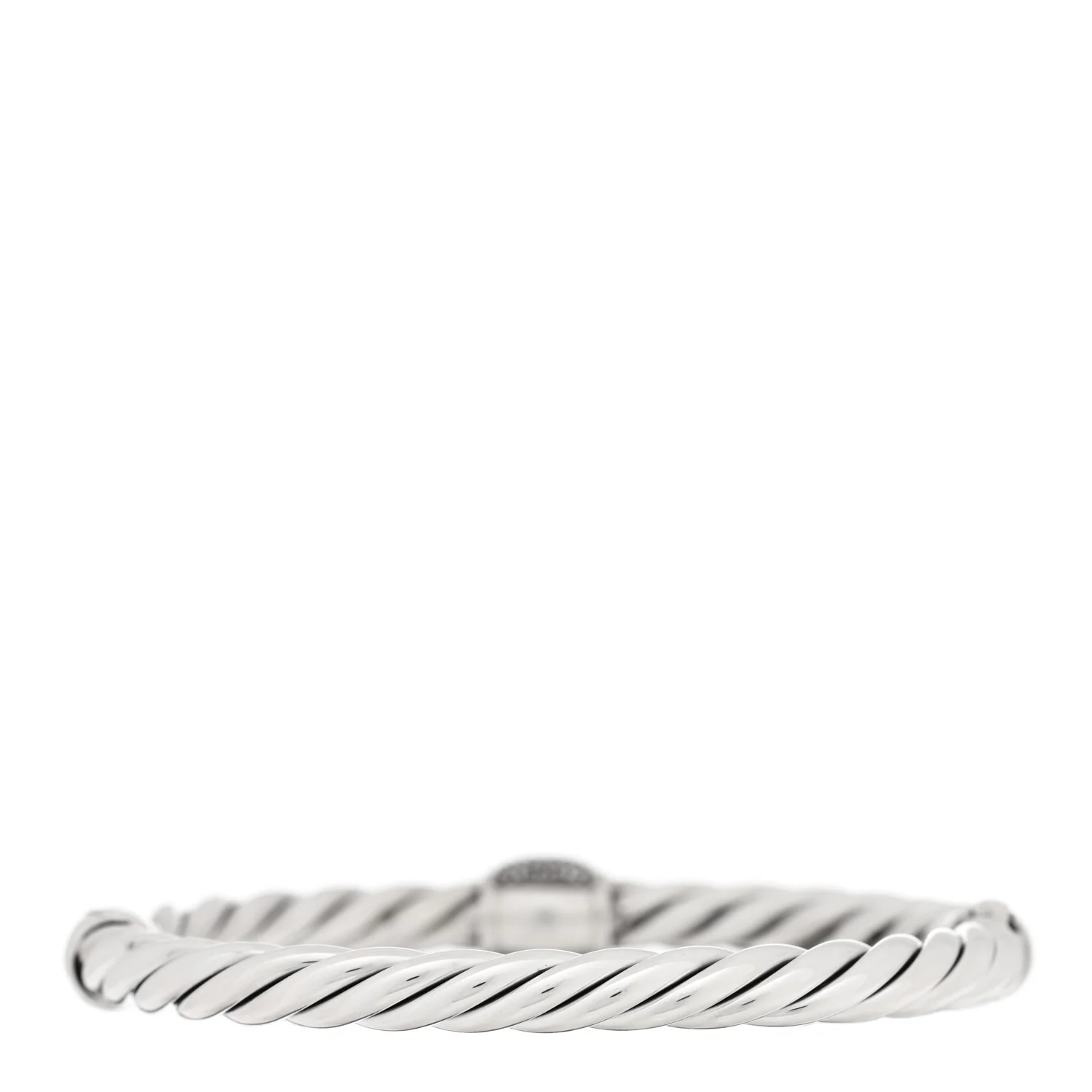 Sterling Silver Diamond 6mm Metro Cable Station Bangle Bracelet - Image 2