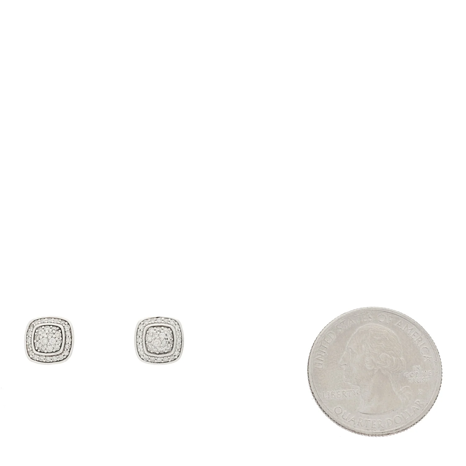 Sterling Silver Diamond 7mm Pave Albion Earrings - Image 2