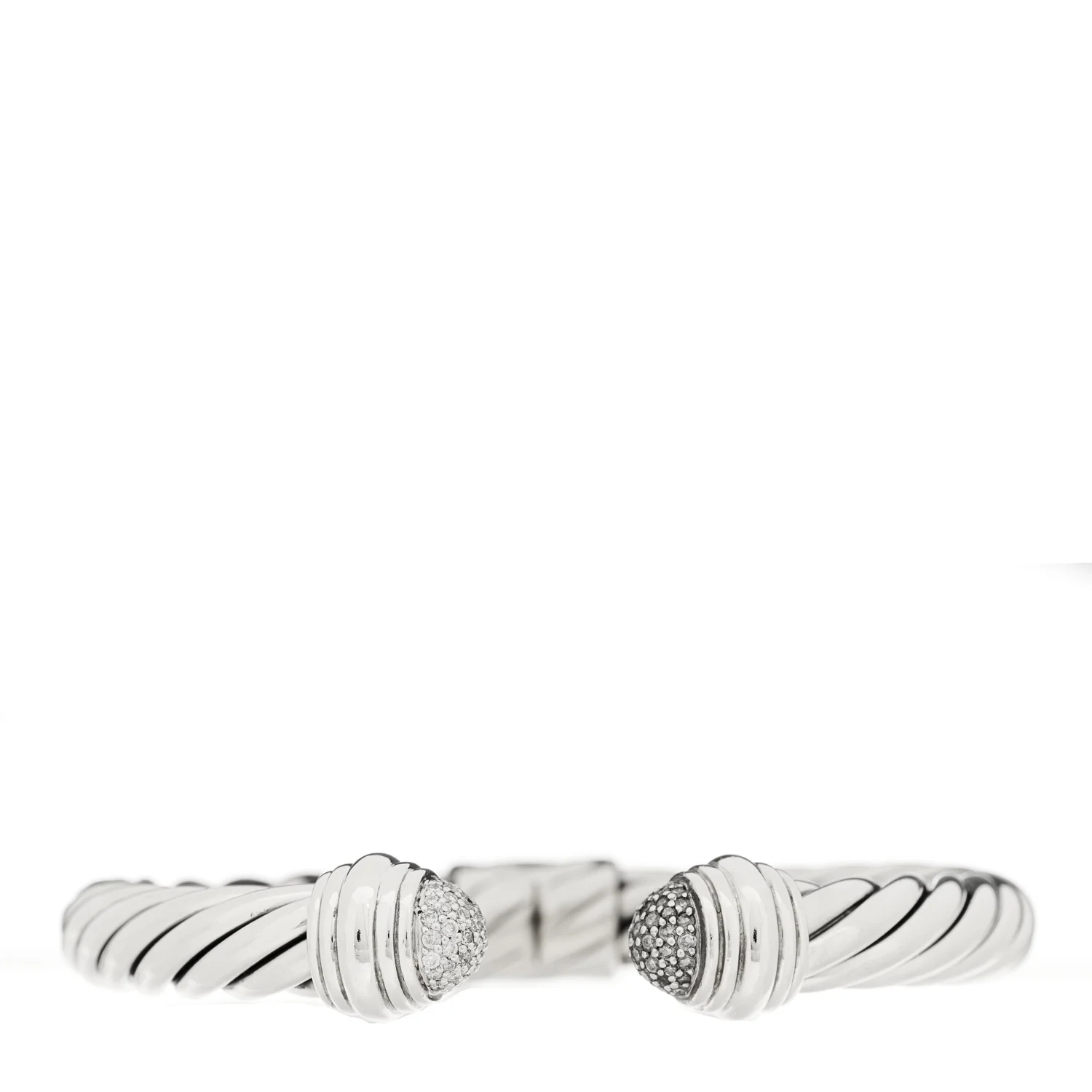 Sterling Silver Diamond 8.5mm Cable Classics Bracelet