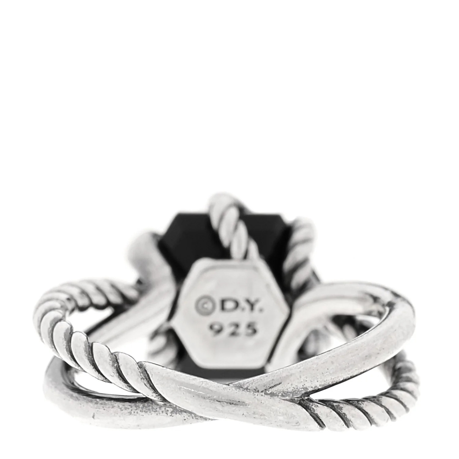 Sterling Silver Diamond Black Onyx 10mm Cable Wrap Ring 52 6 - Image 3