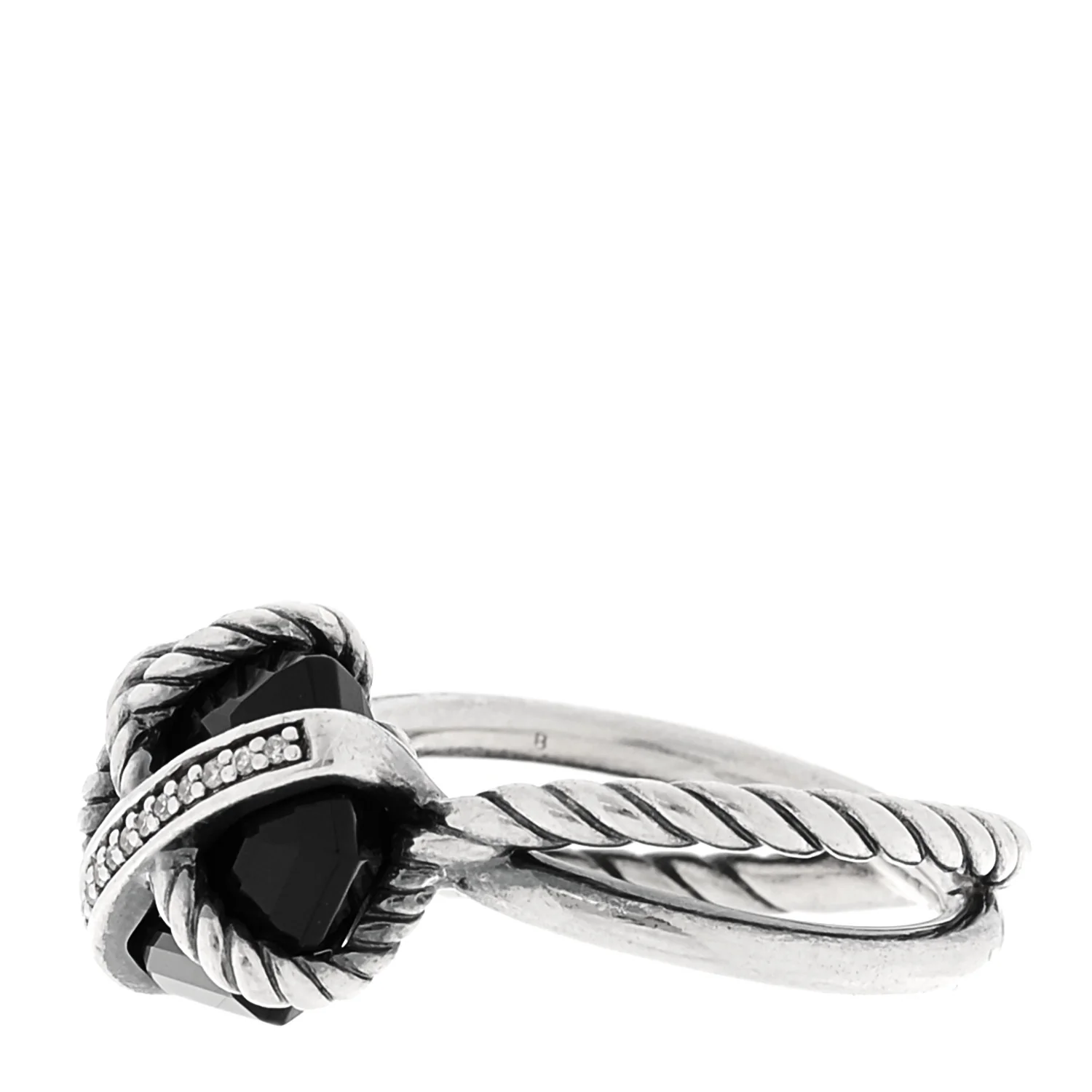 Sterling Silver Diamond Black Onyx 10mm Cable Wrap Ring 52 6 - Image 4