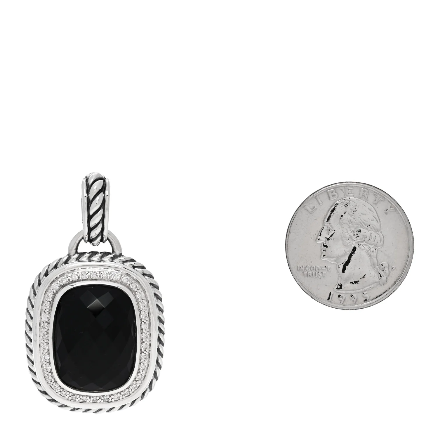 Sterling Silver Diamond Black Onyx 20mm Albion Pendant - Image 2