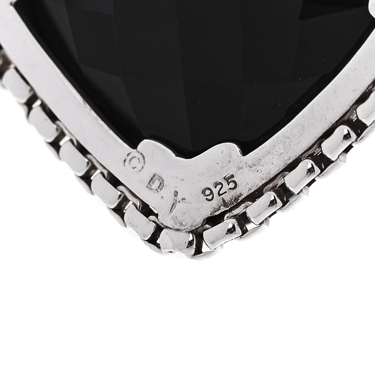 Sterling Silver Diamond Black Onyx 20mm Cushion On Point Pendant Necklace - Image 5
