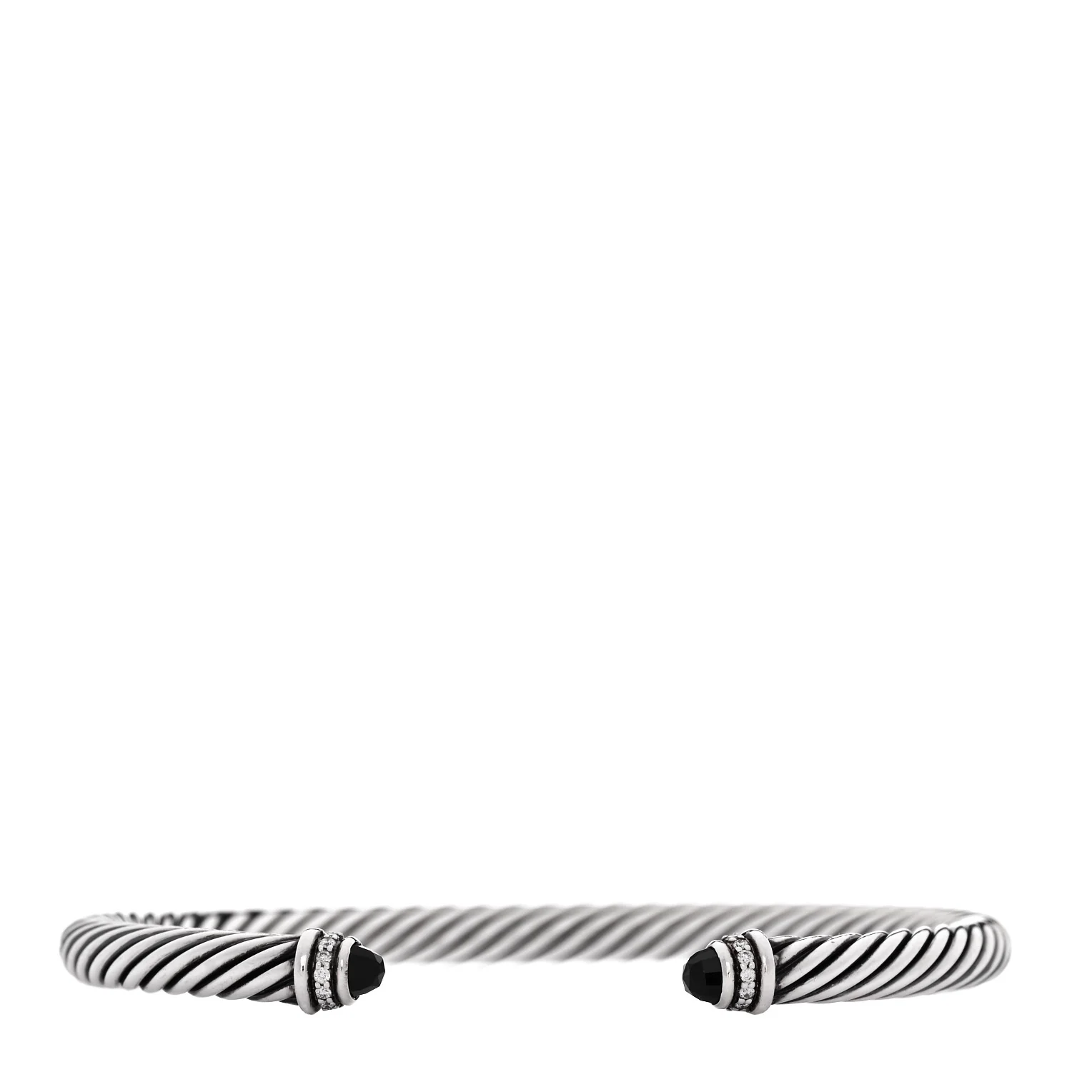 Sterling Silver Diamond Black Onyx 5mm Cable Classics Bracelet