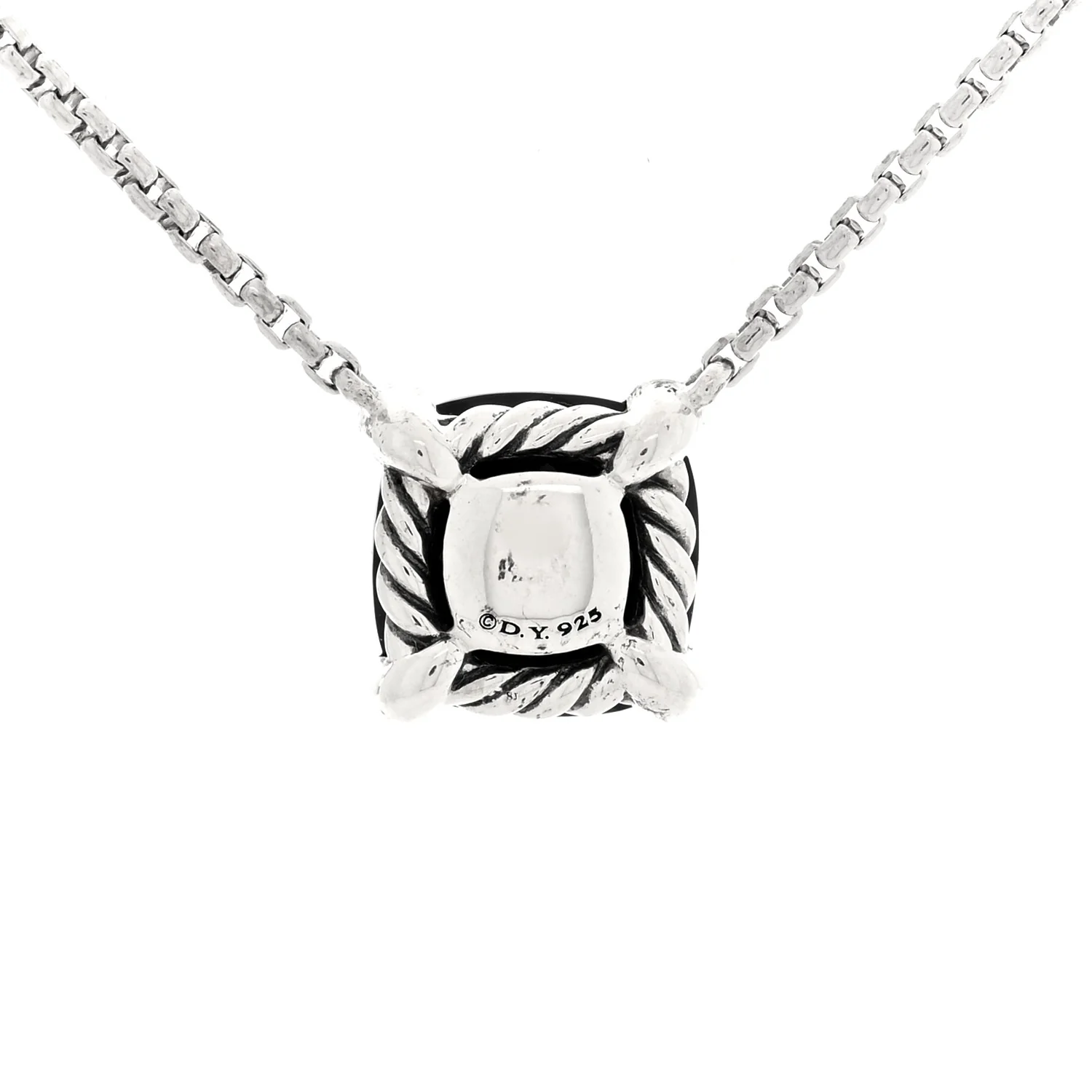 Sterling Silver Diamond Black Onyx 7mm Chatelaine Pave Bezel Pendant Necklace - Image 4