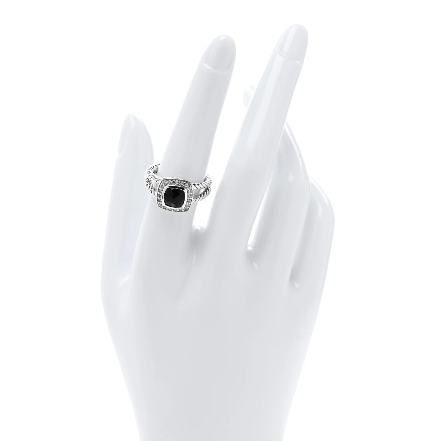 Sterling Silver Diamond Black Onyx 7mm Petite Albion Ring 54 7 - Image 2