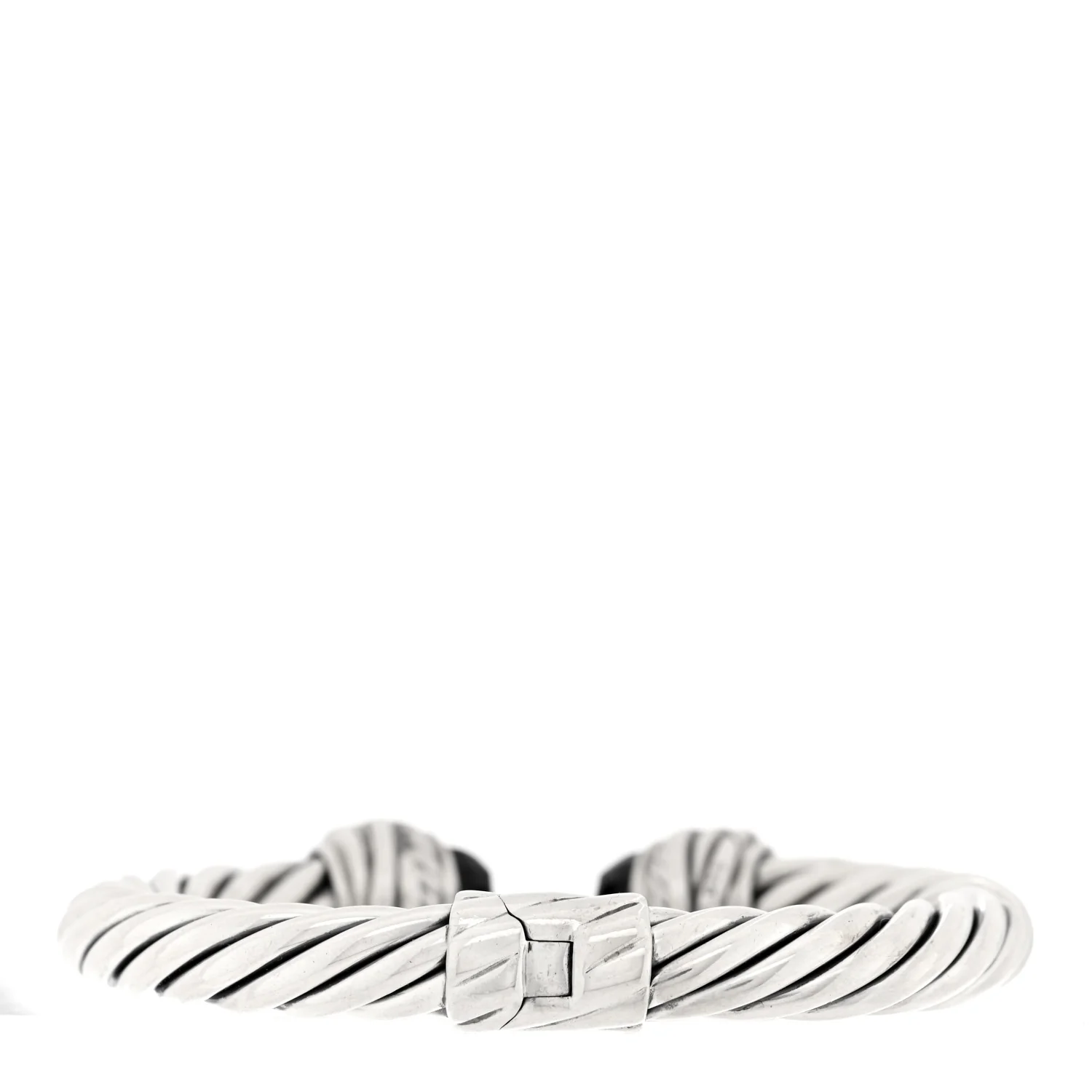 Sterling Silver Diamond Black Onyx 8mm Cable Crossover Bracelet - Image 2