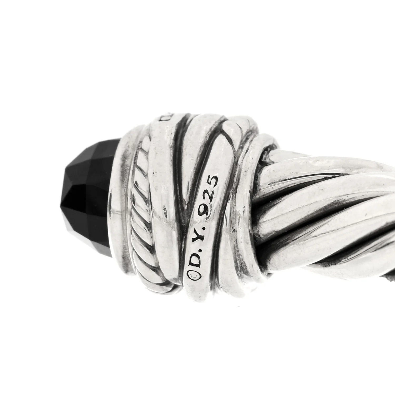 Sterling Silver Diamond Black Onyx 8mm Cable Crossover Bracelet - Image 3